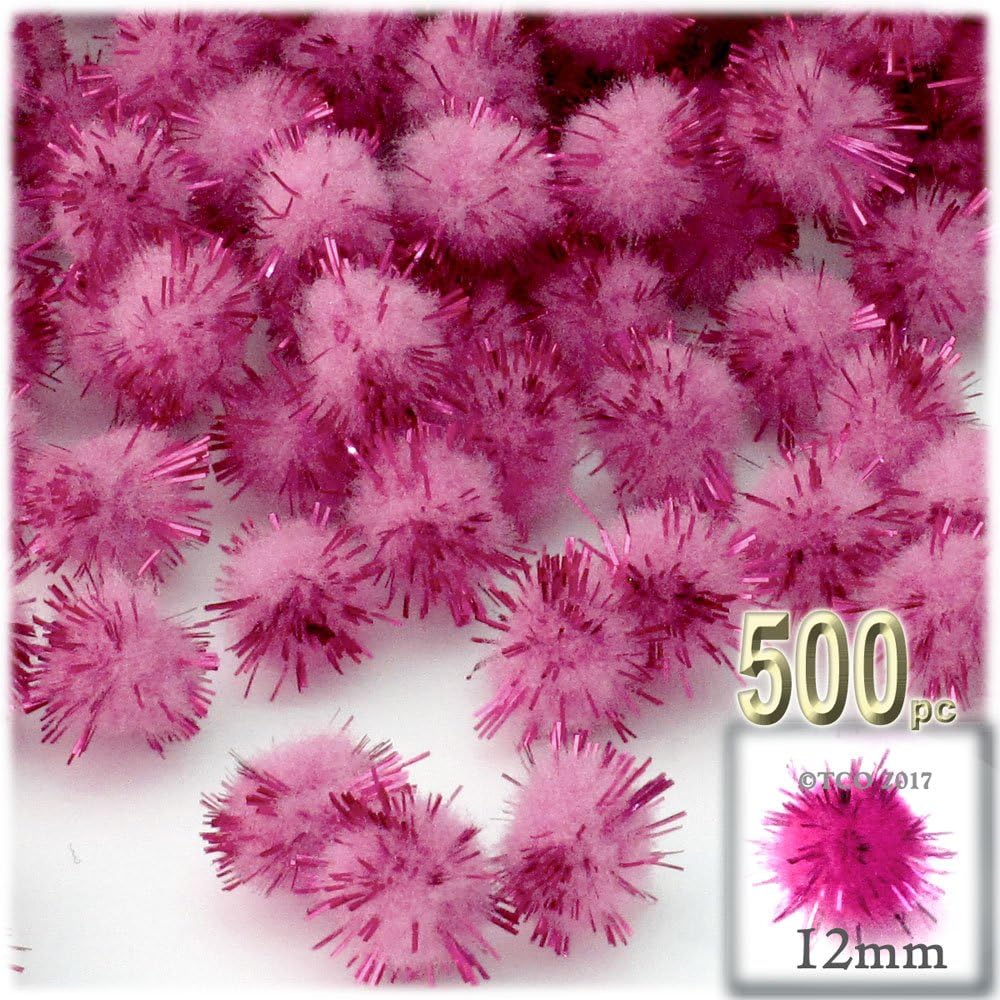 The Crafts Outlet Chenille Sparkly Pom Poms Orange 05 Inch 500 Pc