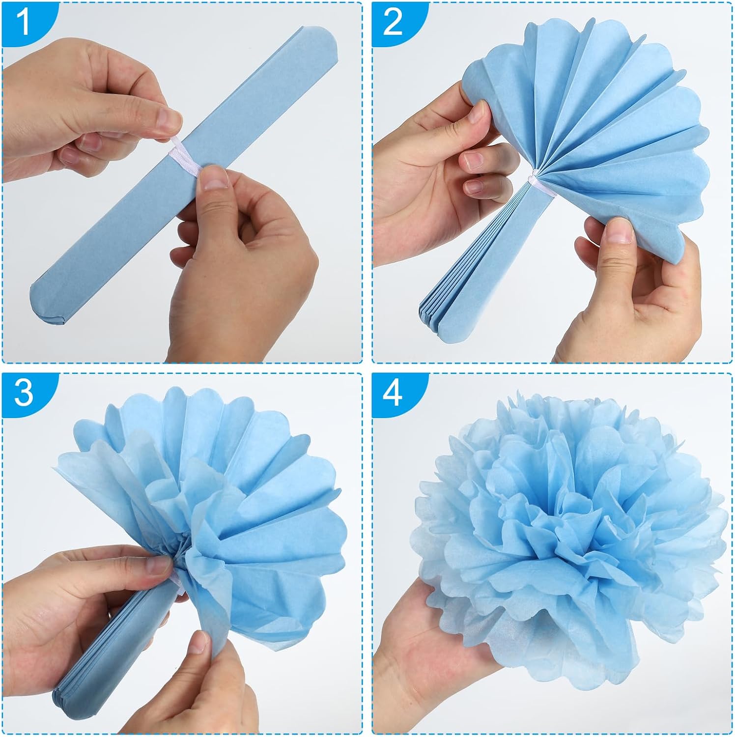 PATIKIL 8 Inch Tissue Pom Poms Flowers 10 Pack Turquoise