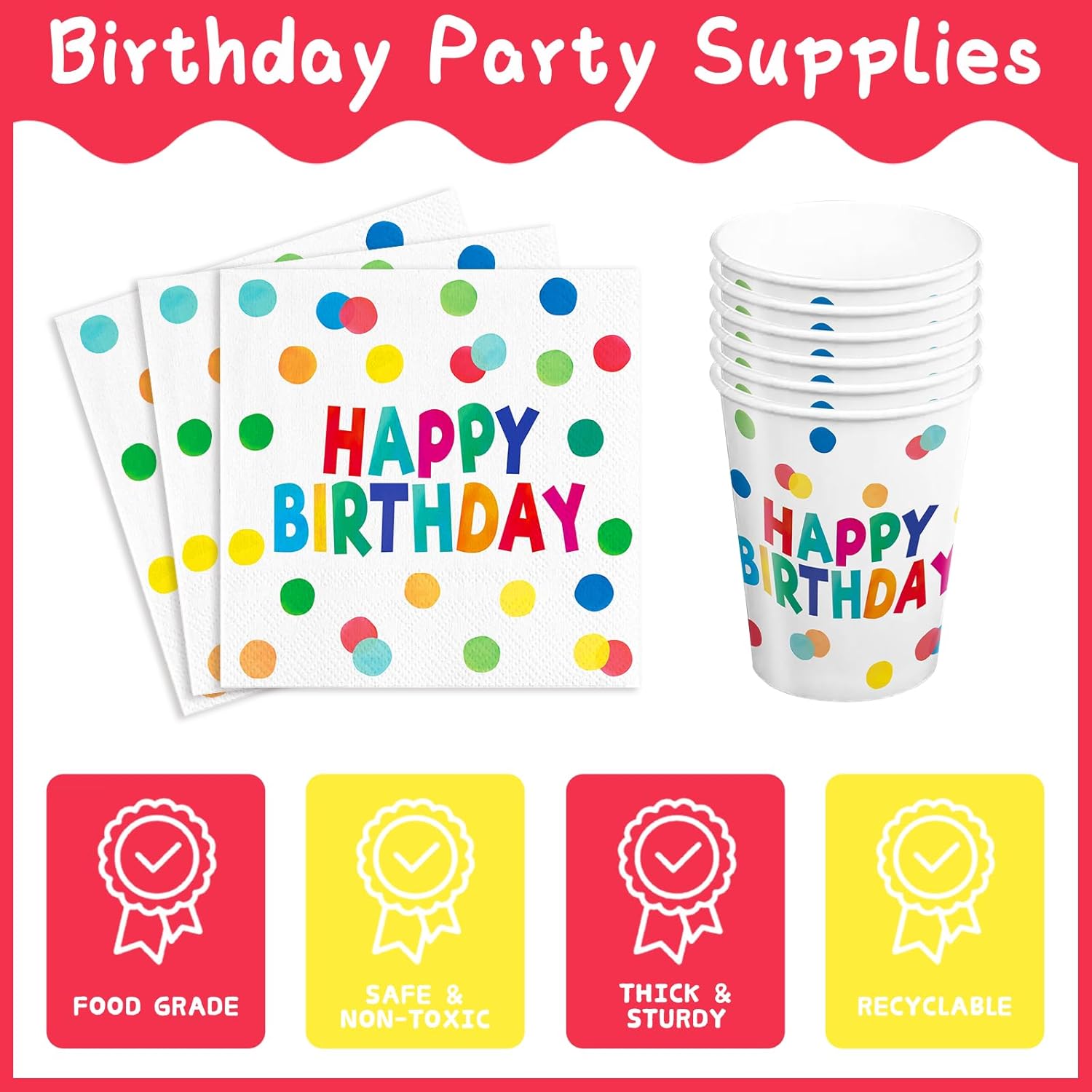 Detanpoly 158pcs Happy Birthday Party Set for Kids