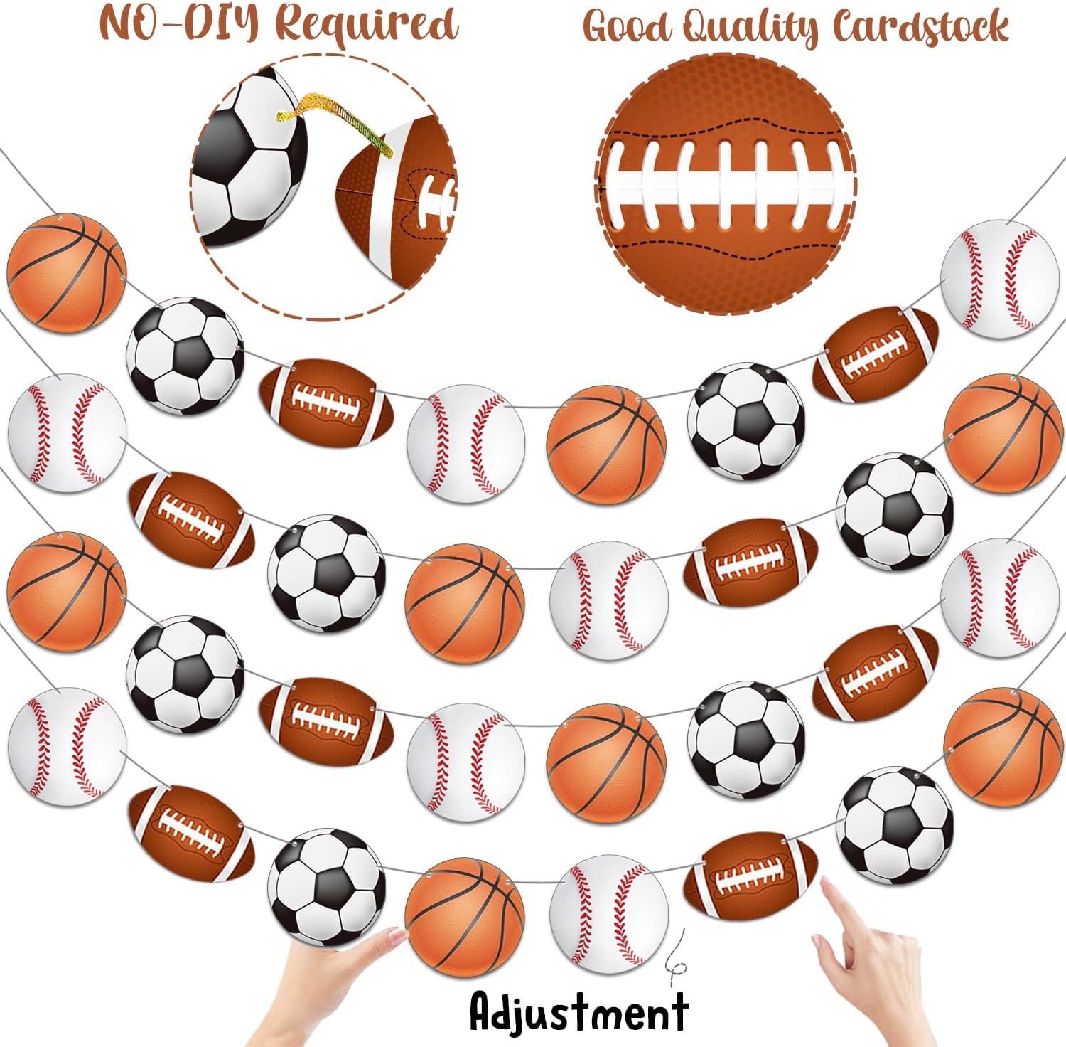 4 PCS Sports Theme Party Banners Garland Decorations