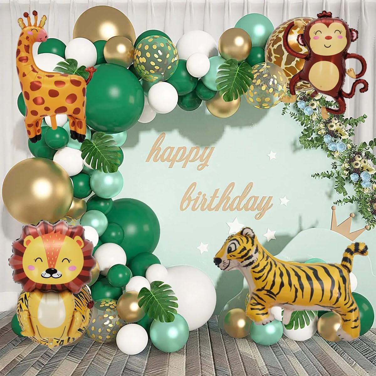 SAMOKA Large Safari Animal Balloons 8PCS 34-40 Inch