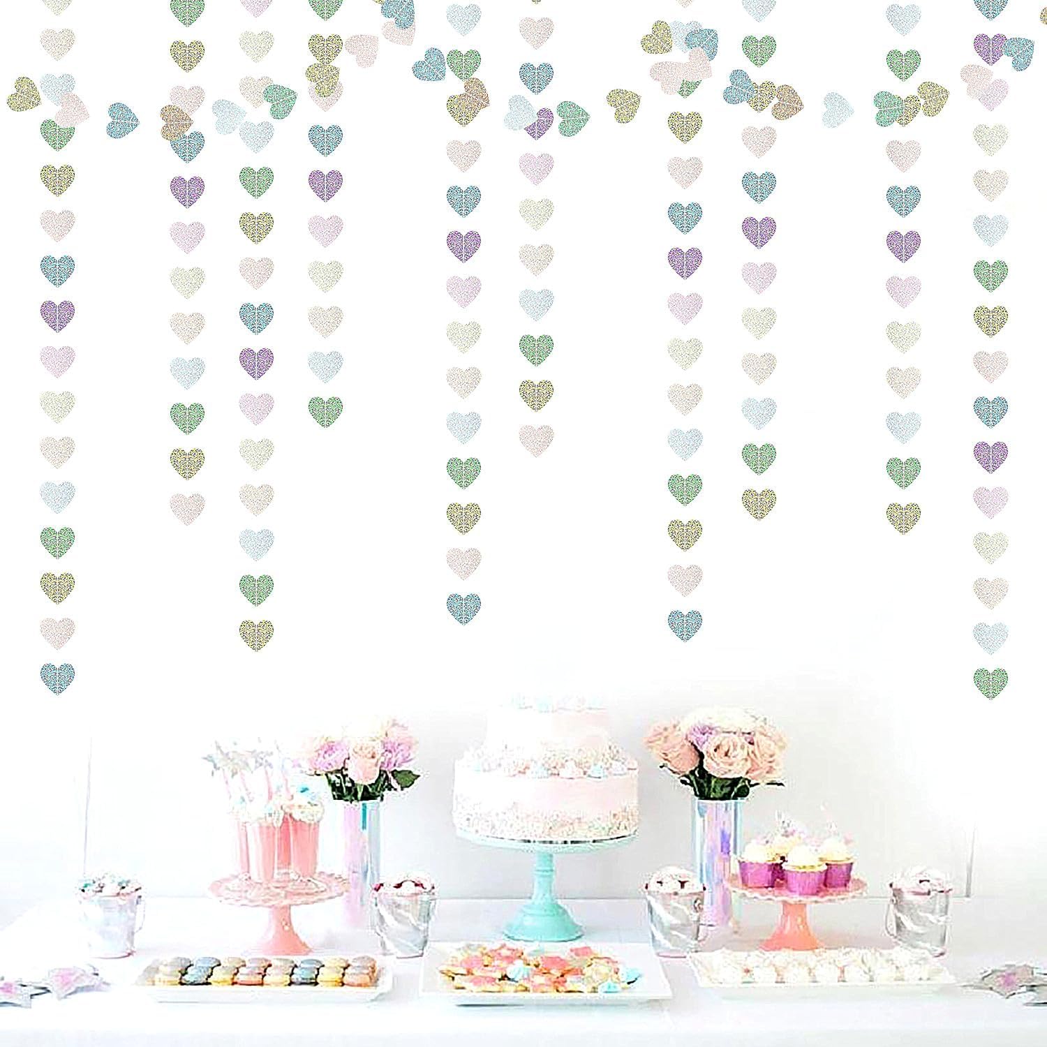 Iridescent Holographic Party Garland - 52ft Glitter Streamers Decor Kit