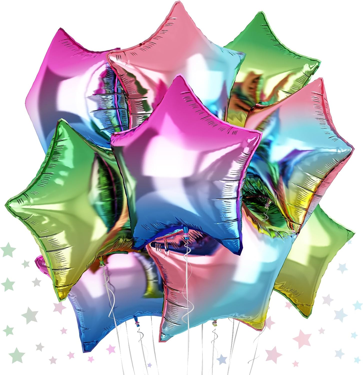 TAOYE Gradient Star Foil Balloons 18 Inch Pack of 9