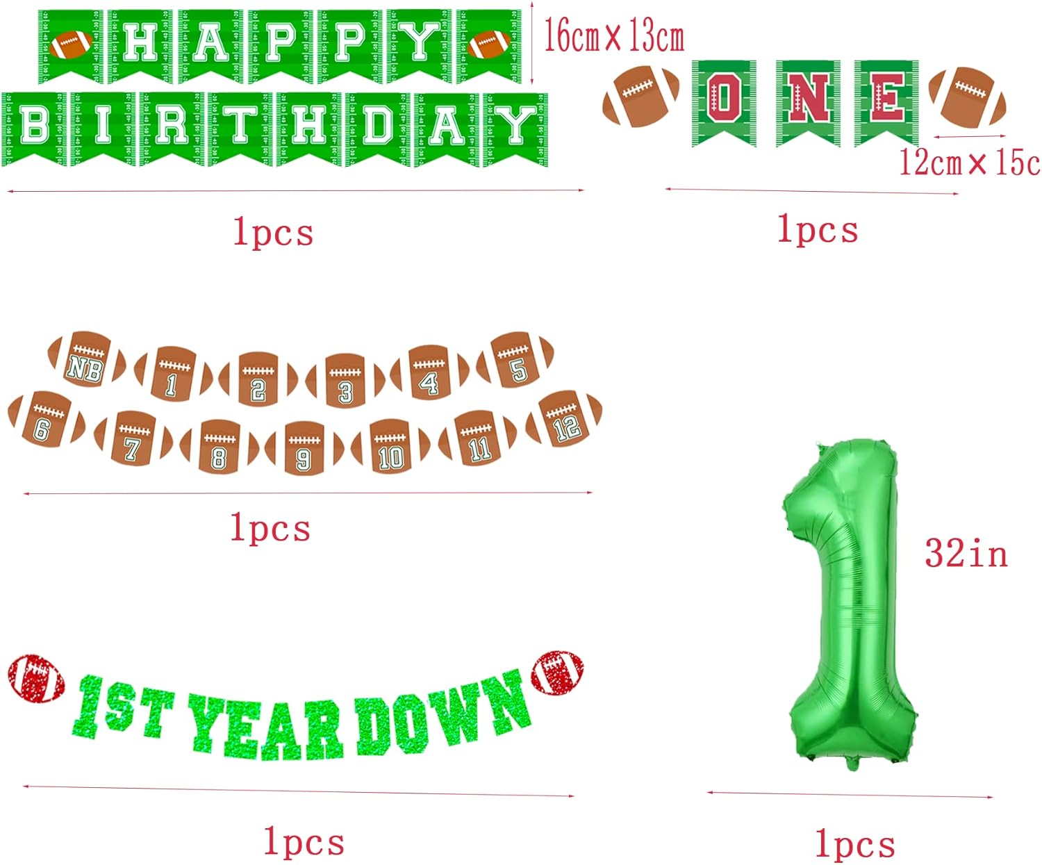 Football 1st Birthday Decorations Banner Set