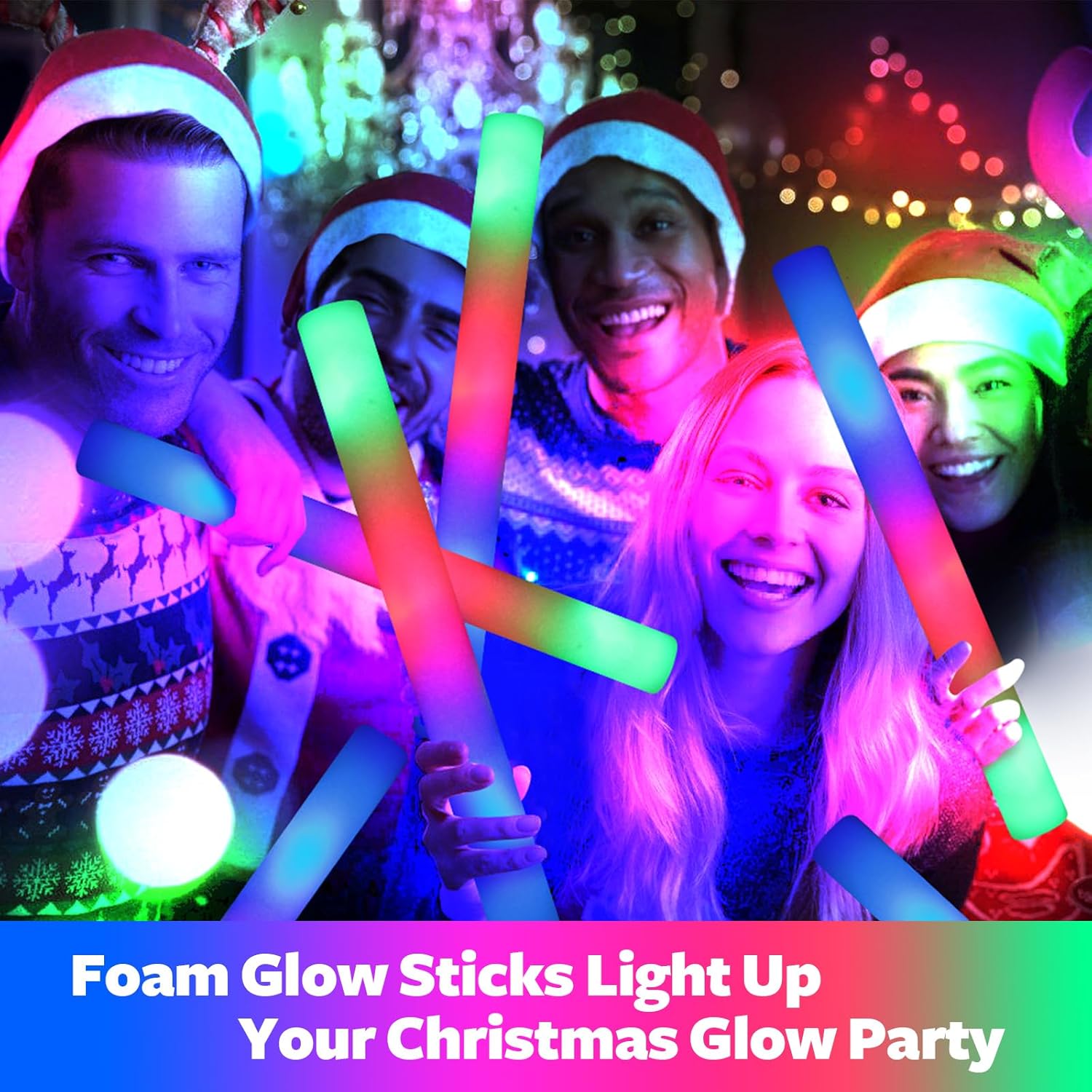 107 PCS LED Foam Glow Sticks with 3 Modes