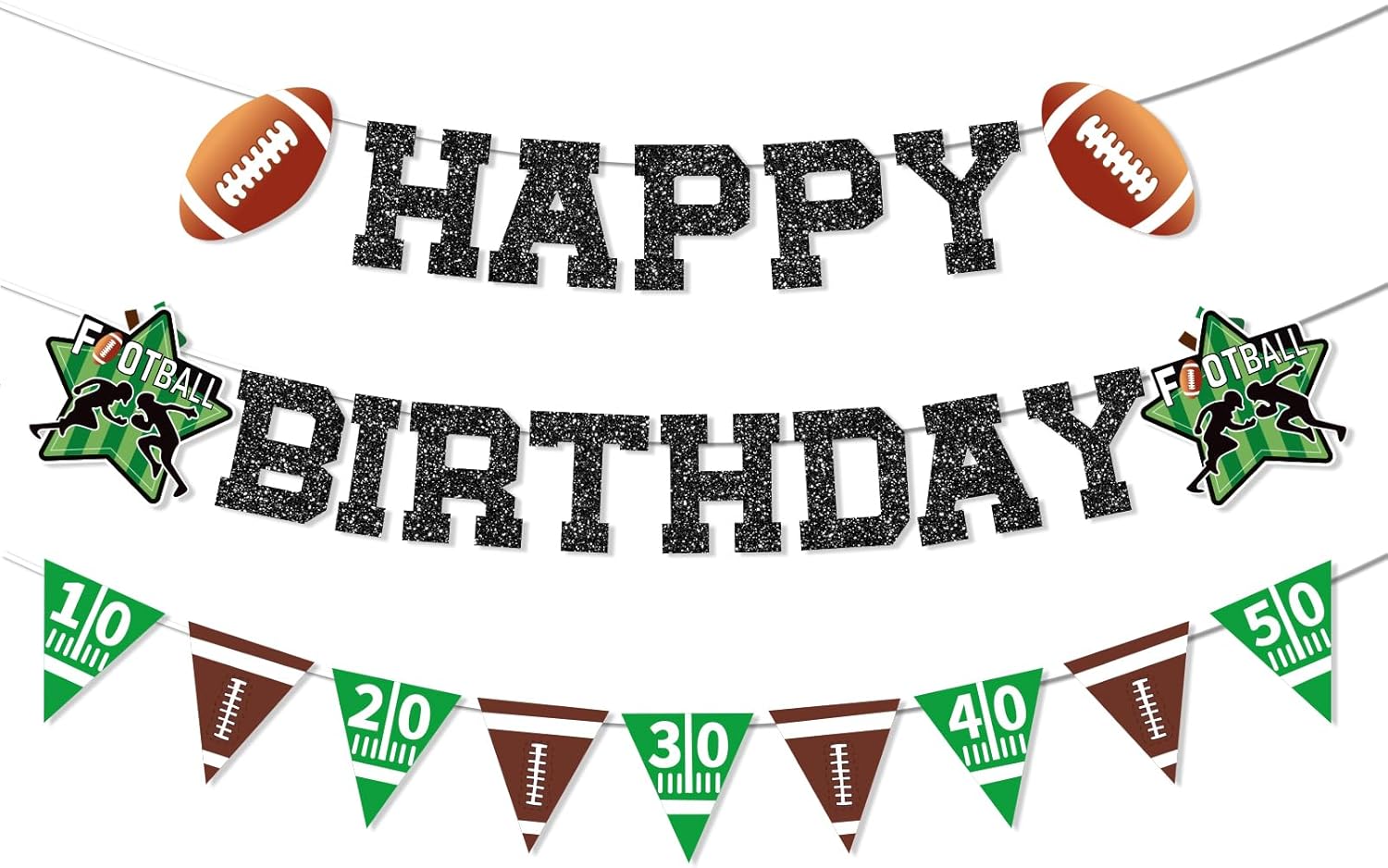 Glitter Football Birthday Decorations Set