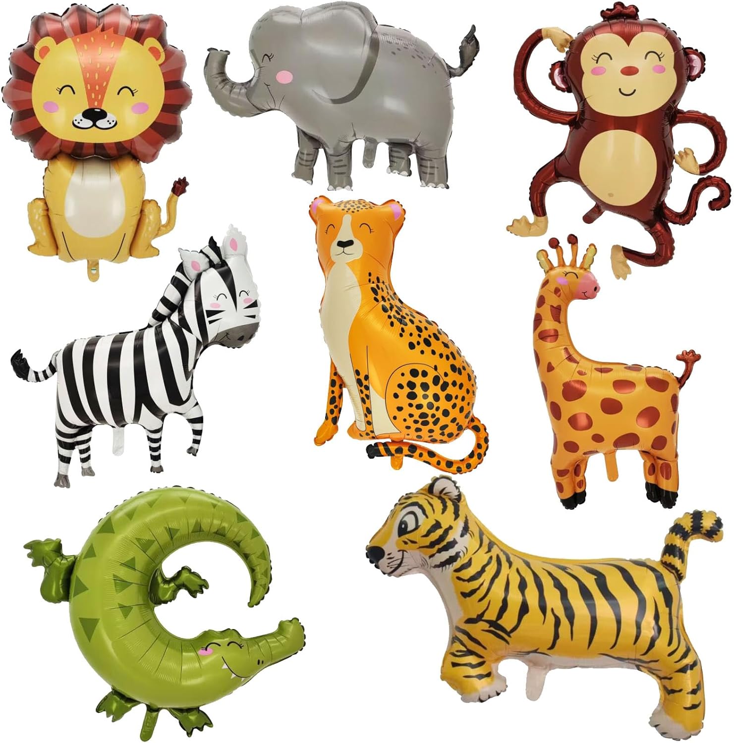 SAMOKA Large Safari Animal Balloons 8PCS 34-40 Inch