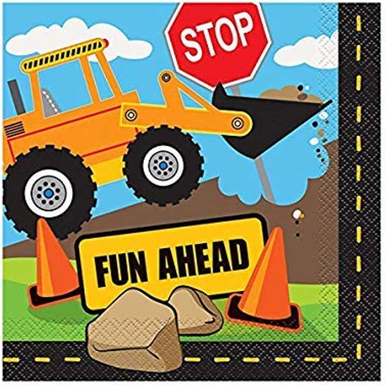 Multicolored Construction Party Napkins 16-Pack