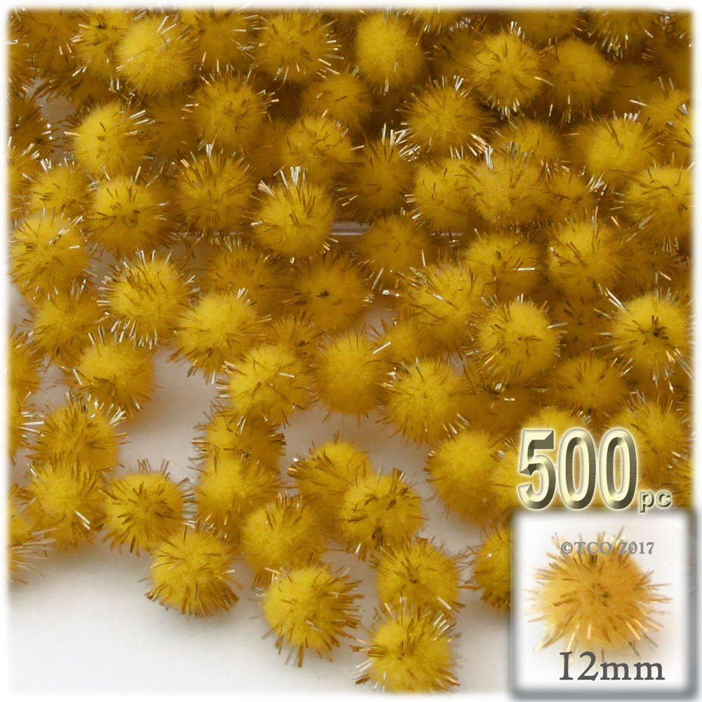 The Crafts Outlet Chenille Sparkly Pom Poms Red 05 Inch 500 Pc