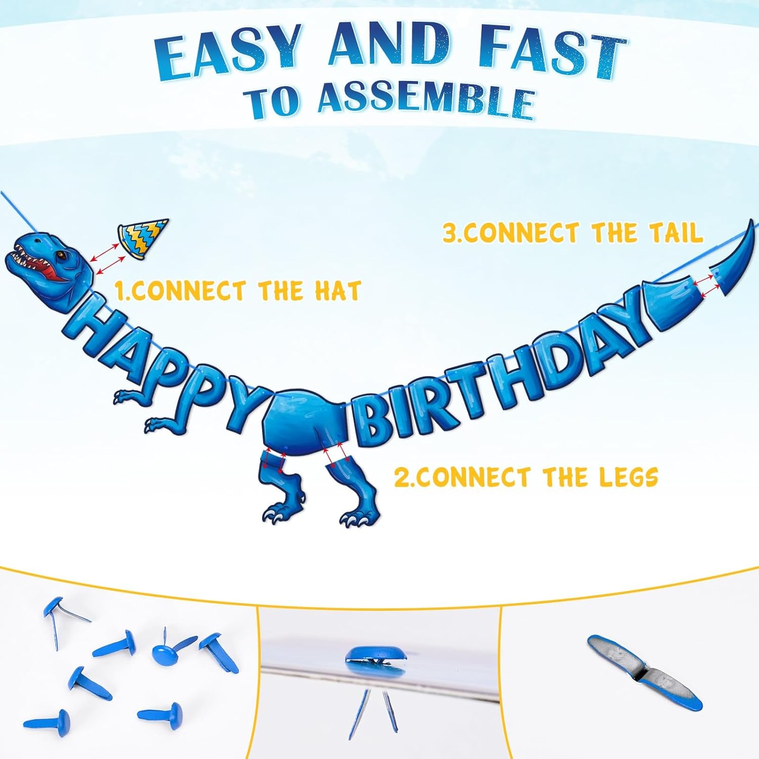 WERNNSAI Dinosaur Birthday Banner for Kids Party Decoration