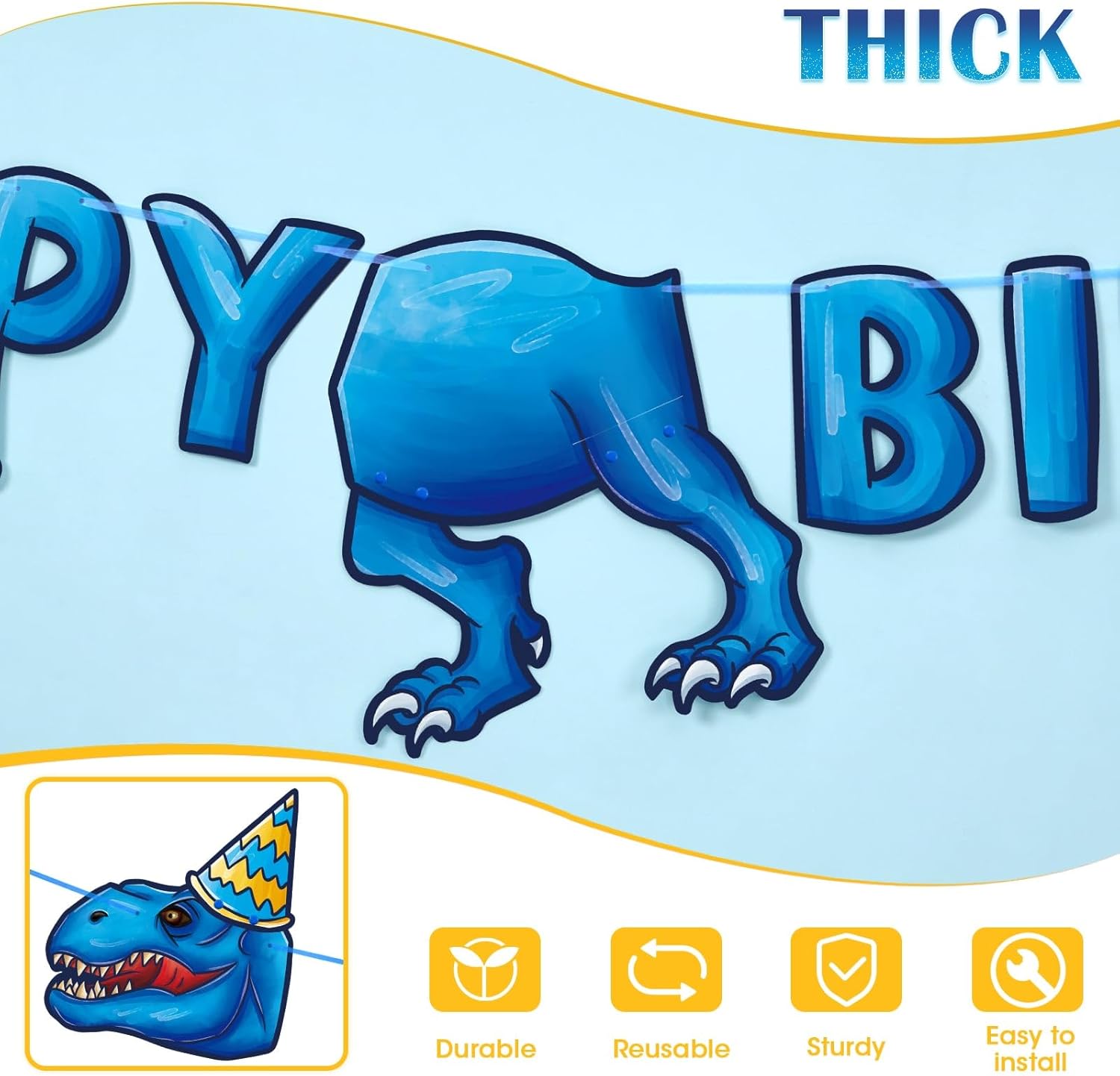 WERNNSAI Dinosaur Birthday Banner for Kids Party Decoration