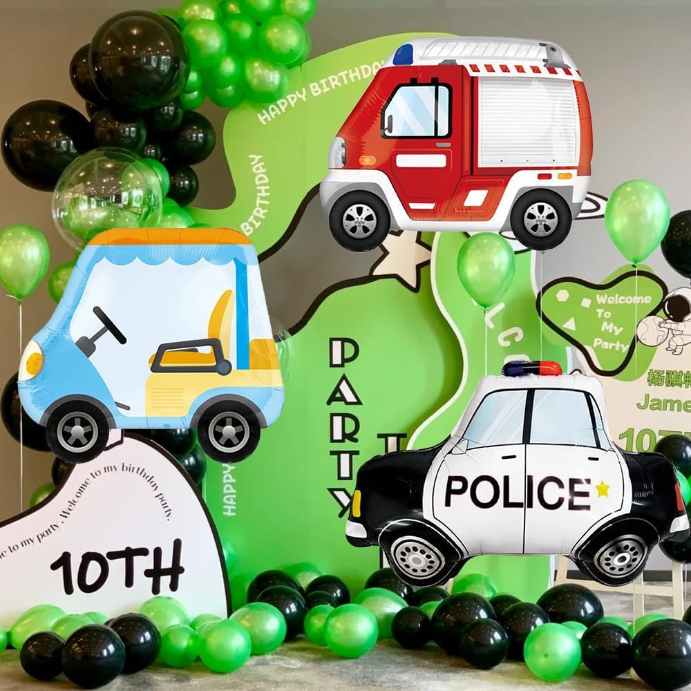 Police Car Foil Balloons 2 Pack Black Party Decor