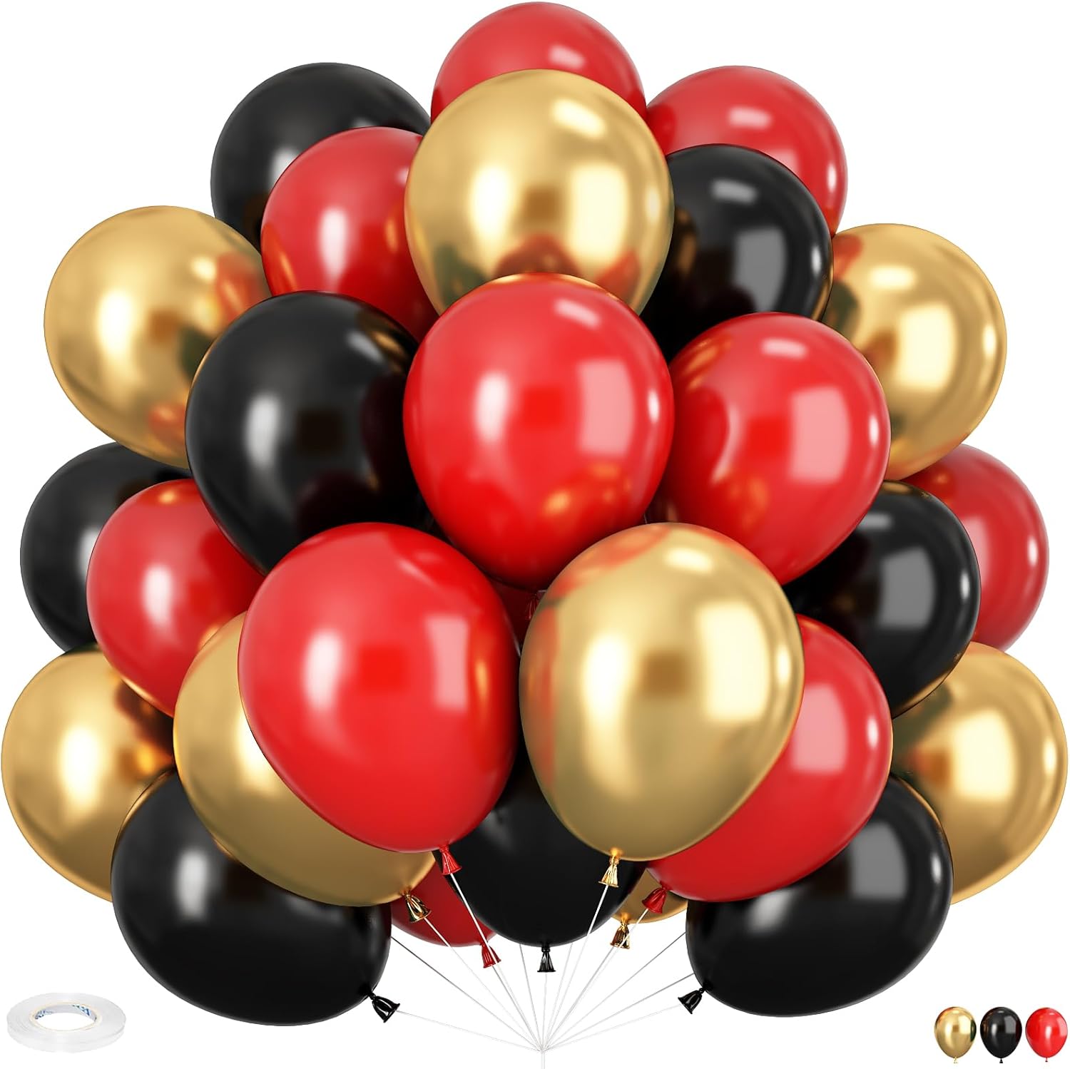 Red Black Gold Balloons 60 Pcs Casino Party Decor