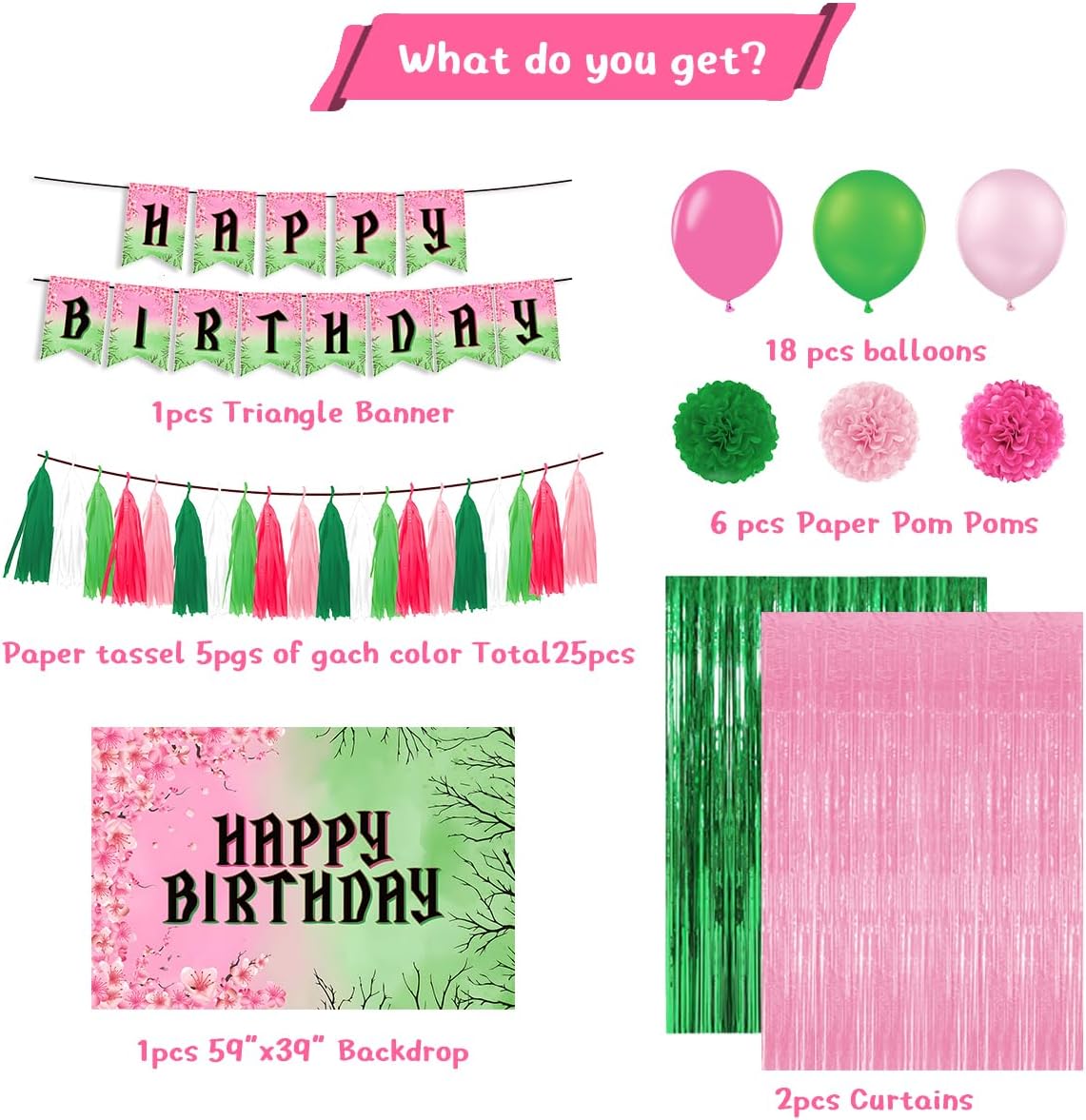 Witch Birthday Party Supplies Set Pink and Green