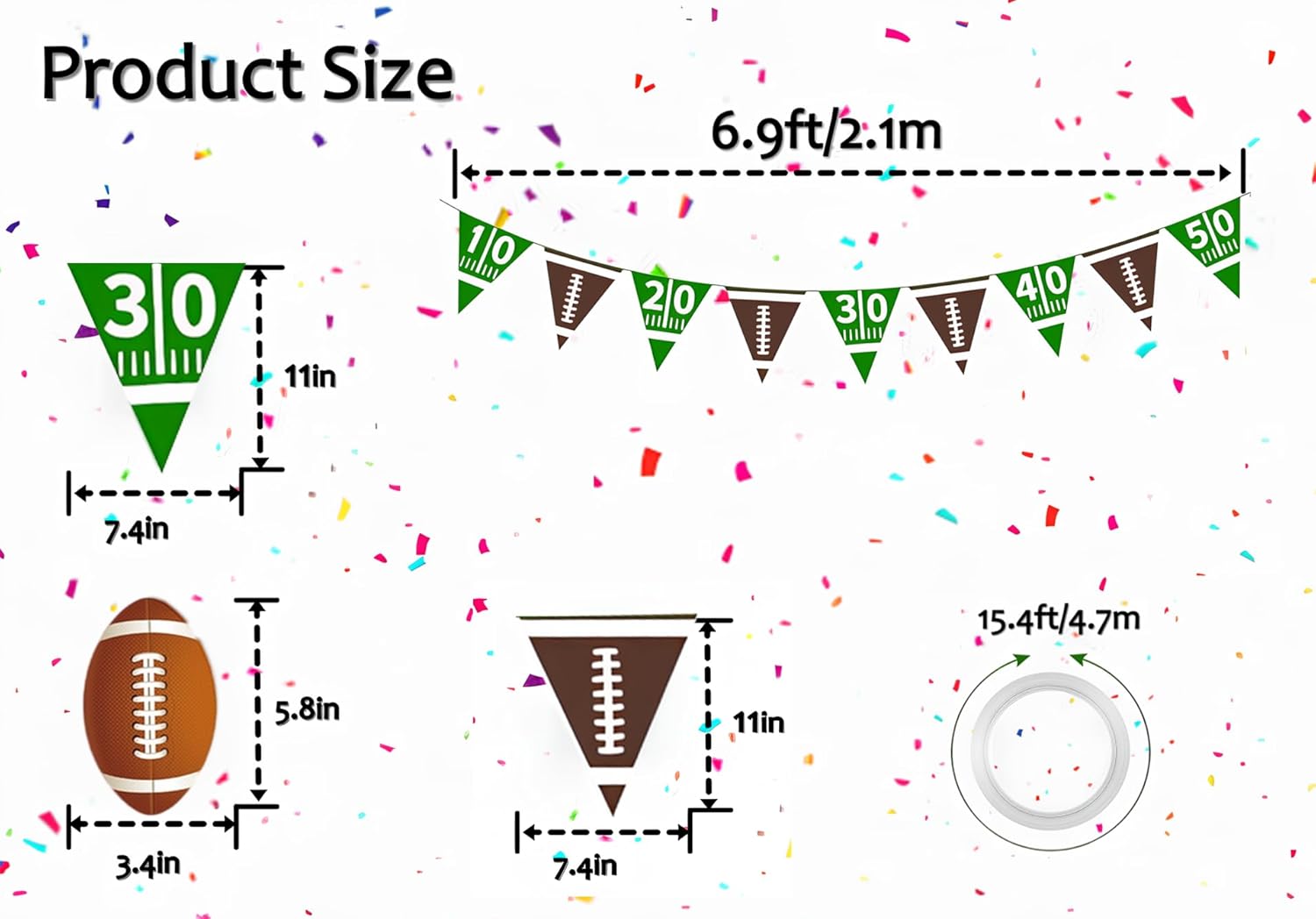 Football Party Banner Hanging Garland Decorations 4Pcs