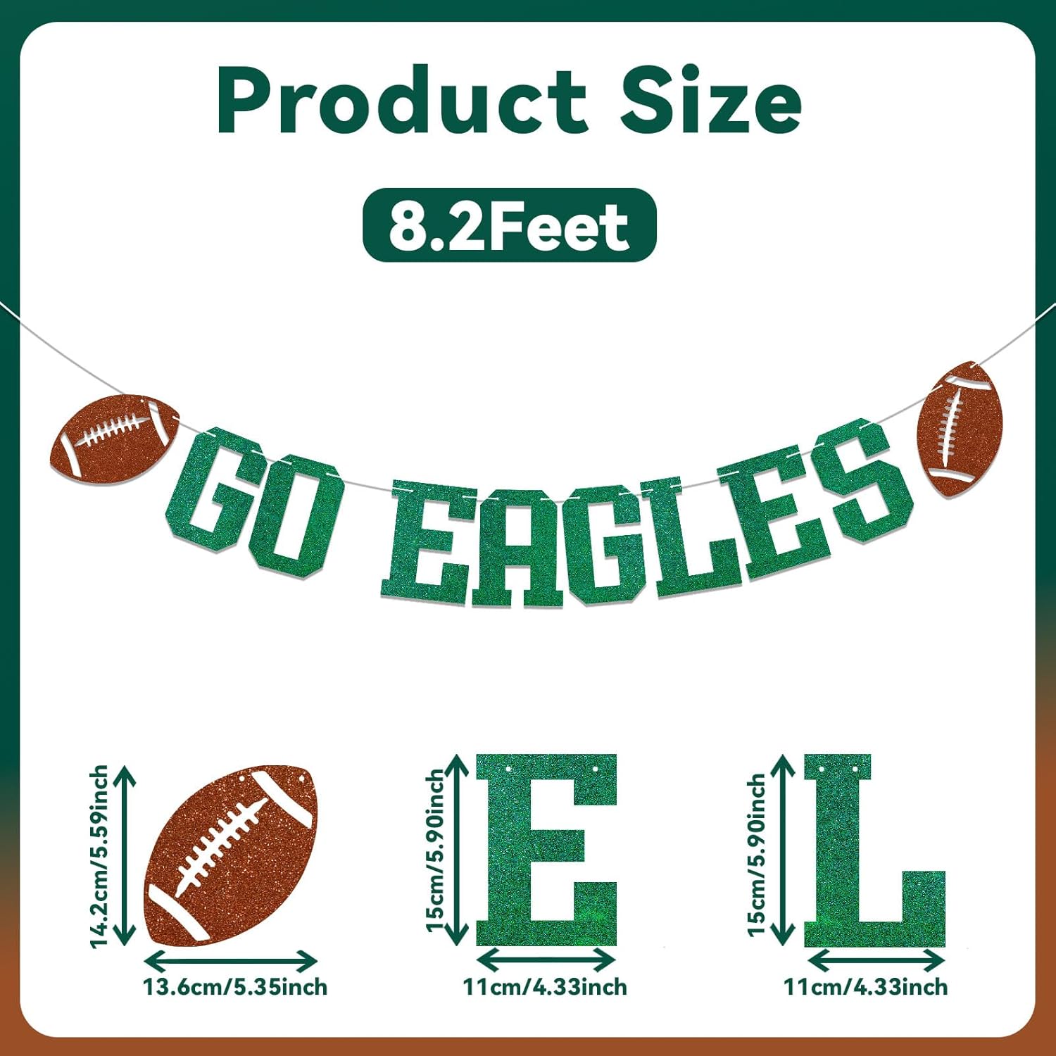 Go Eagles Banner Football Party Decor Green Glitter