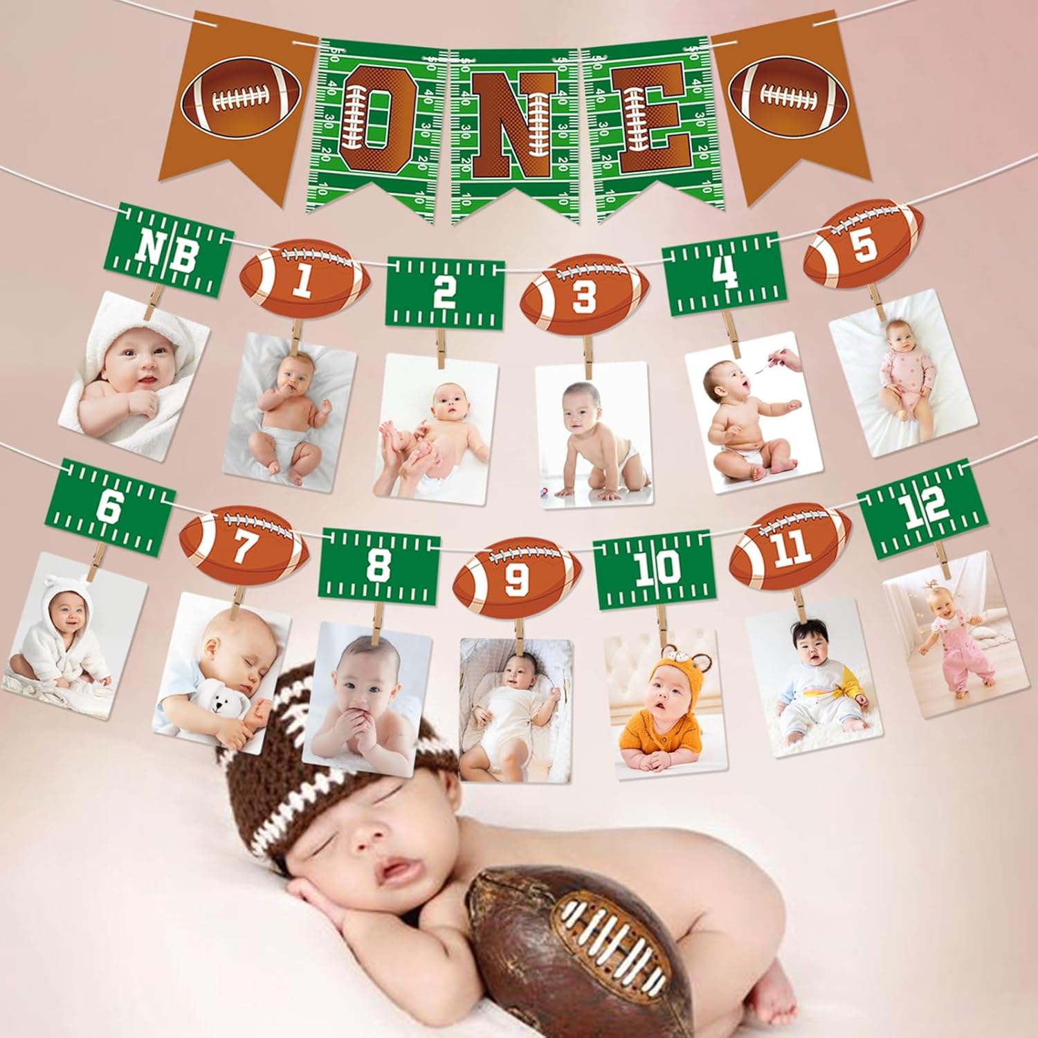 1st Birthday Football Theme Banner Decorations