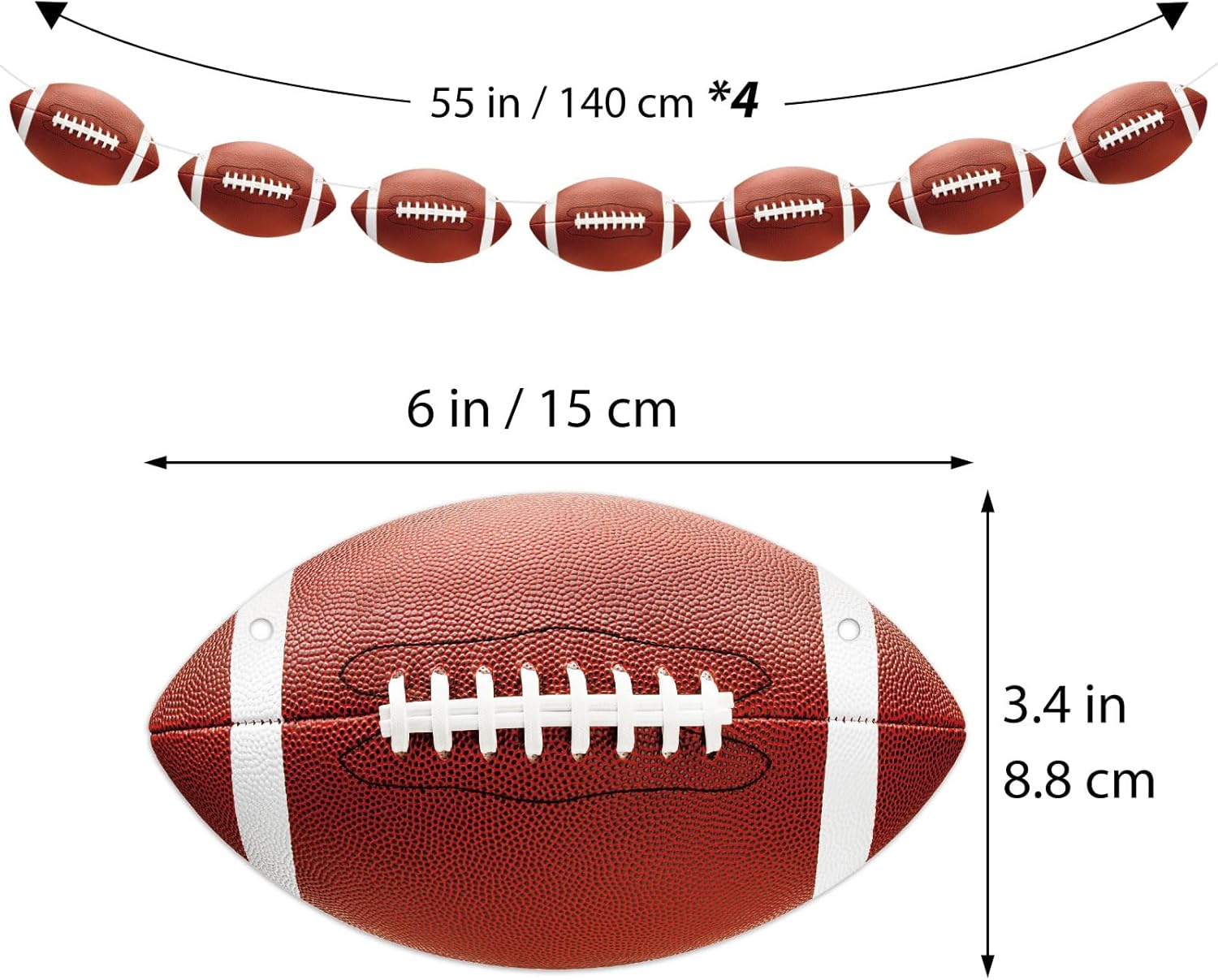 4pcs Football Themed Birthday Party Decorations Pre Strung Banners