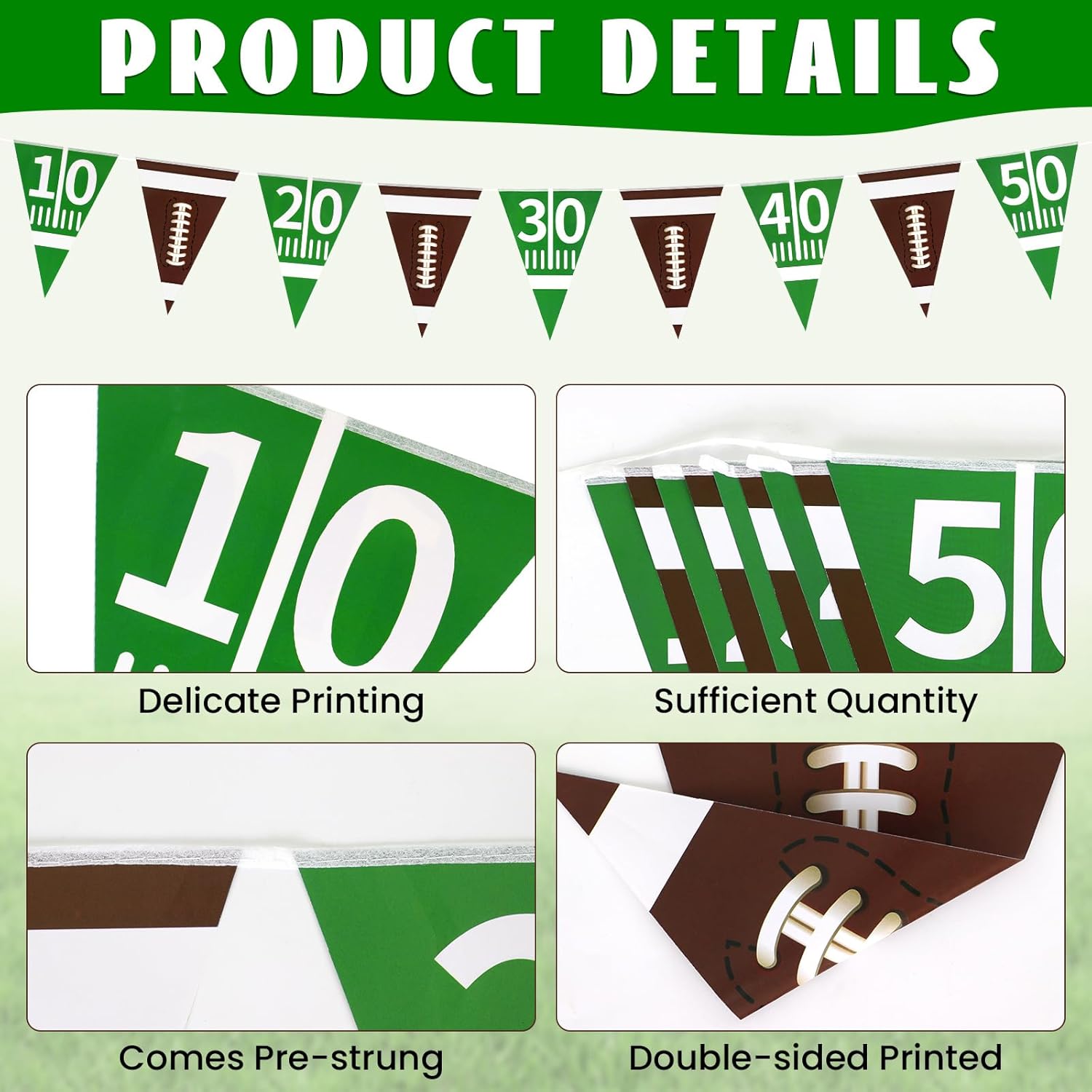 4 Pcs Football Banners Green Sports Party Decor