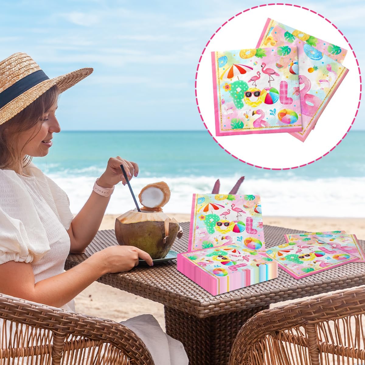 40pcs Pool Party Napkins for Summer Beach Events