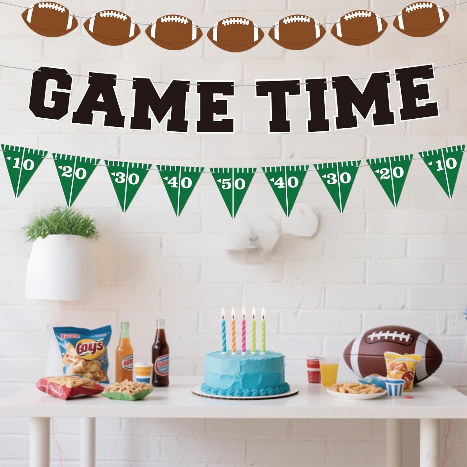 Game Time Football Banner 3Pcs Pre Strung Garland Bunting