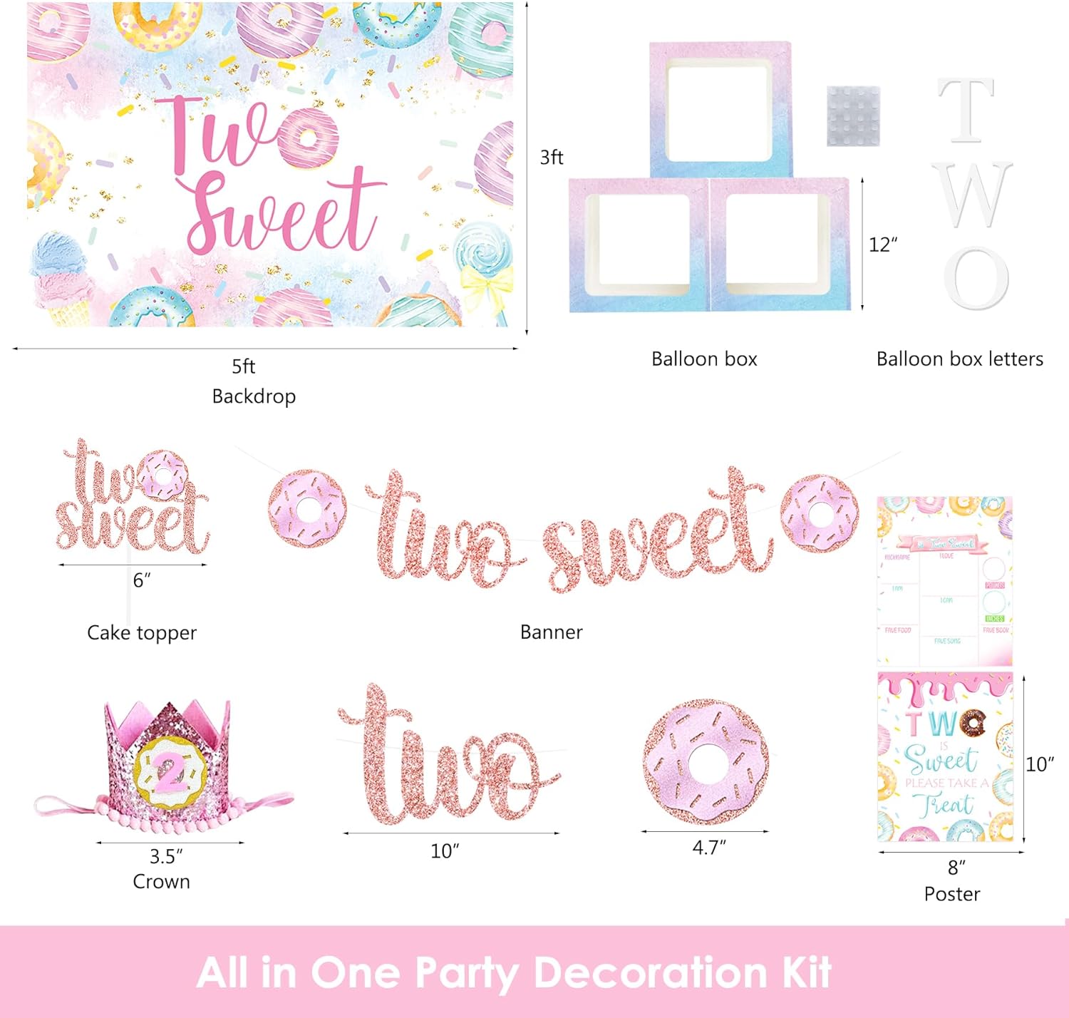 Two Sweet Donut Birthday Party Decorations Set