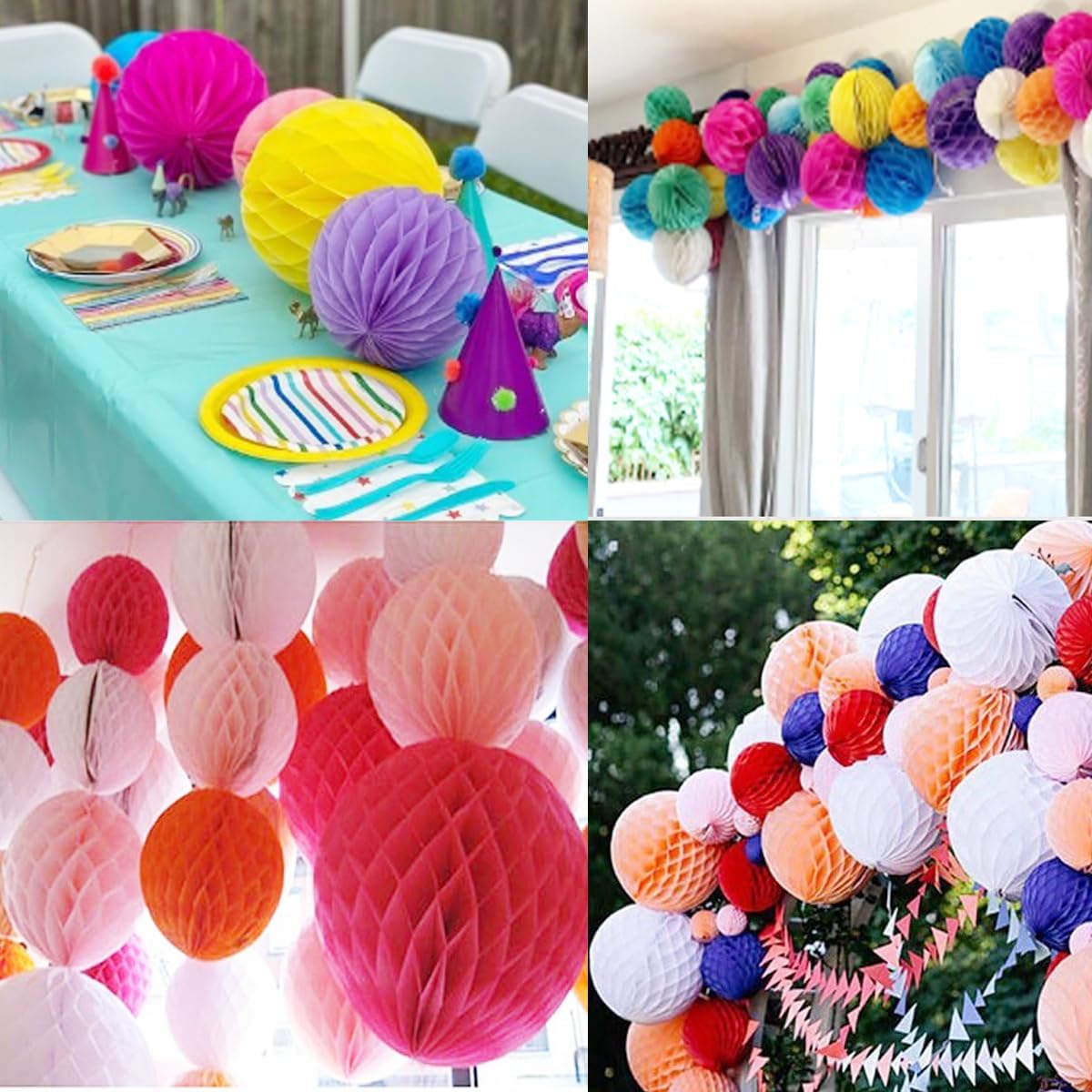 20pcs White Honeycomb Flower Balls for Decorations