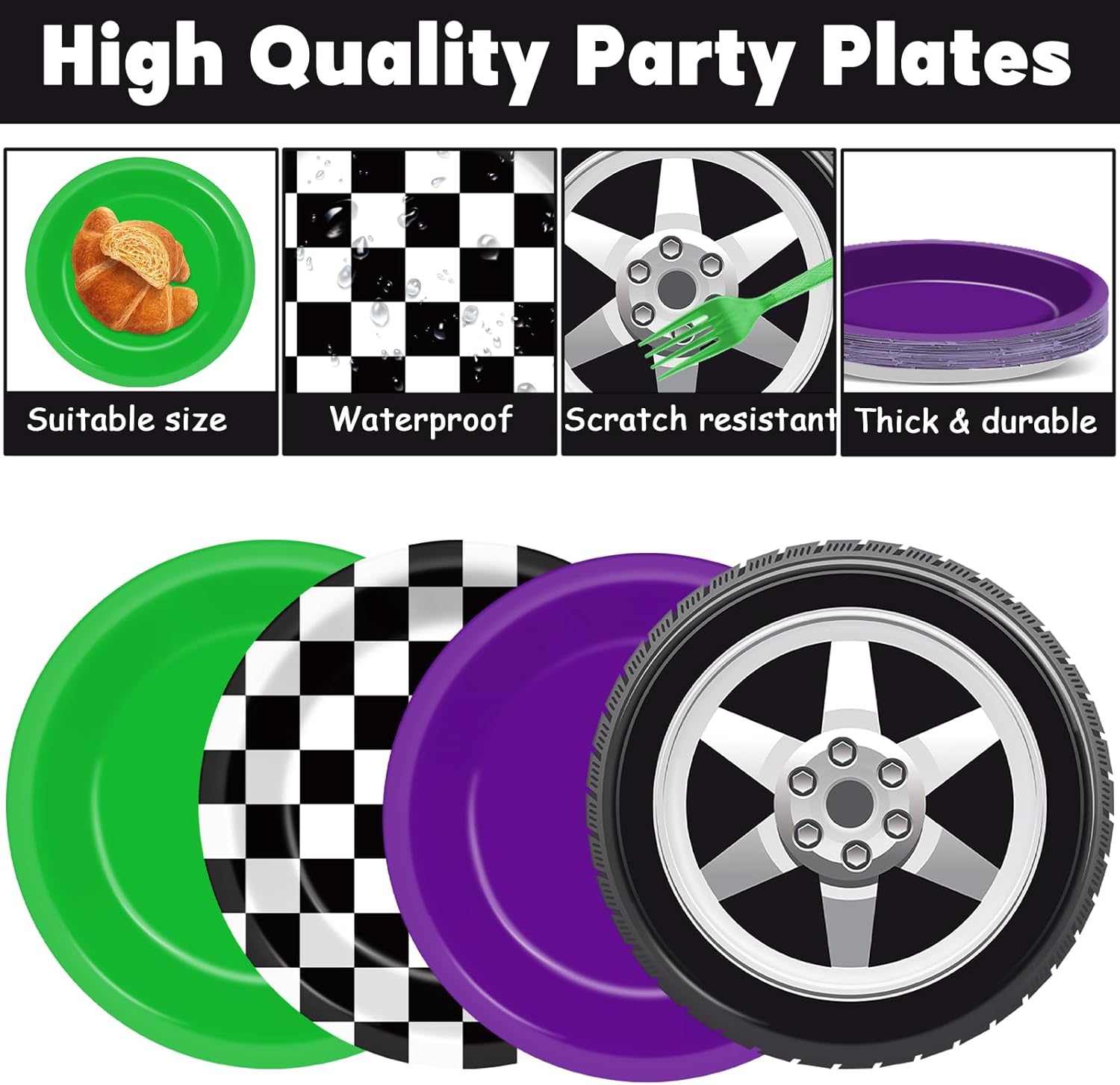 Monster Truck Party Supplies Set 24 pcs for Kids Birthday