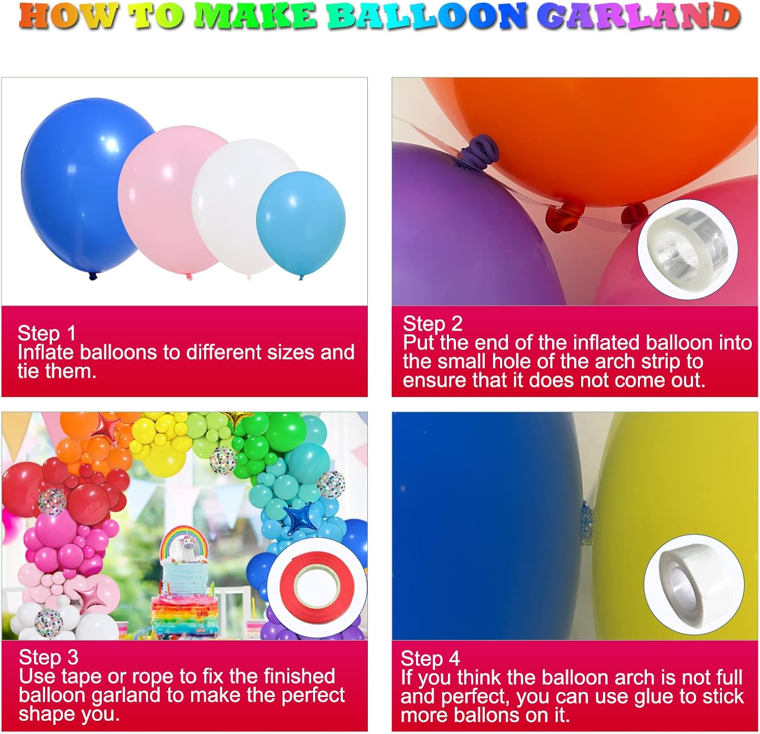 PERPAOL 146pcs Rainbow Balloon Arch Kit with Star Foil Confetti Balloons