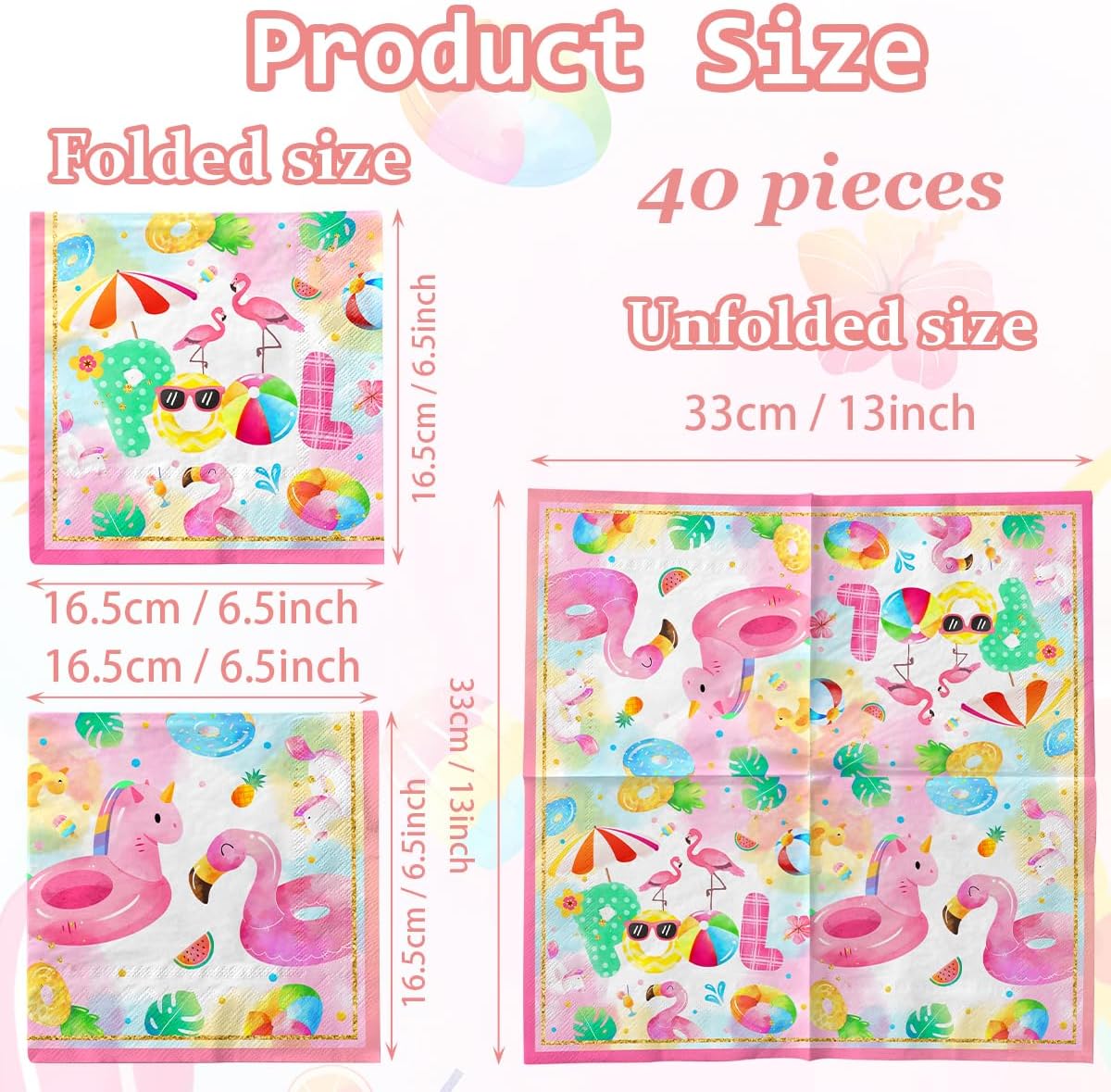 40pcs Pool Party Napkins for Summer Beach Events