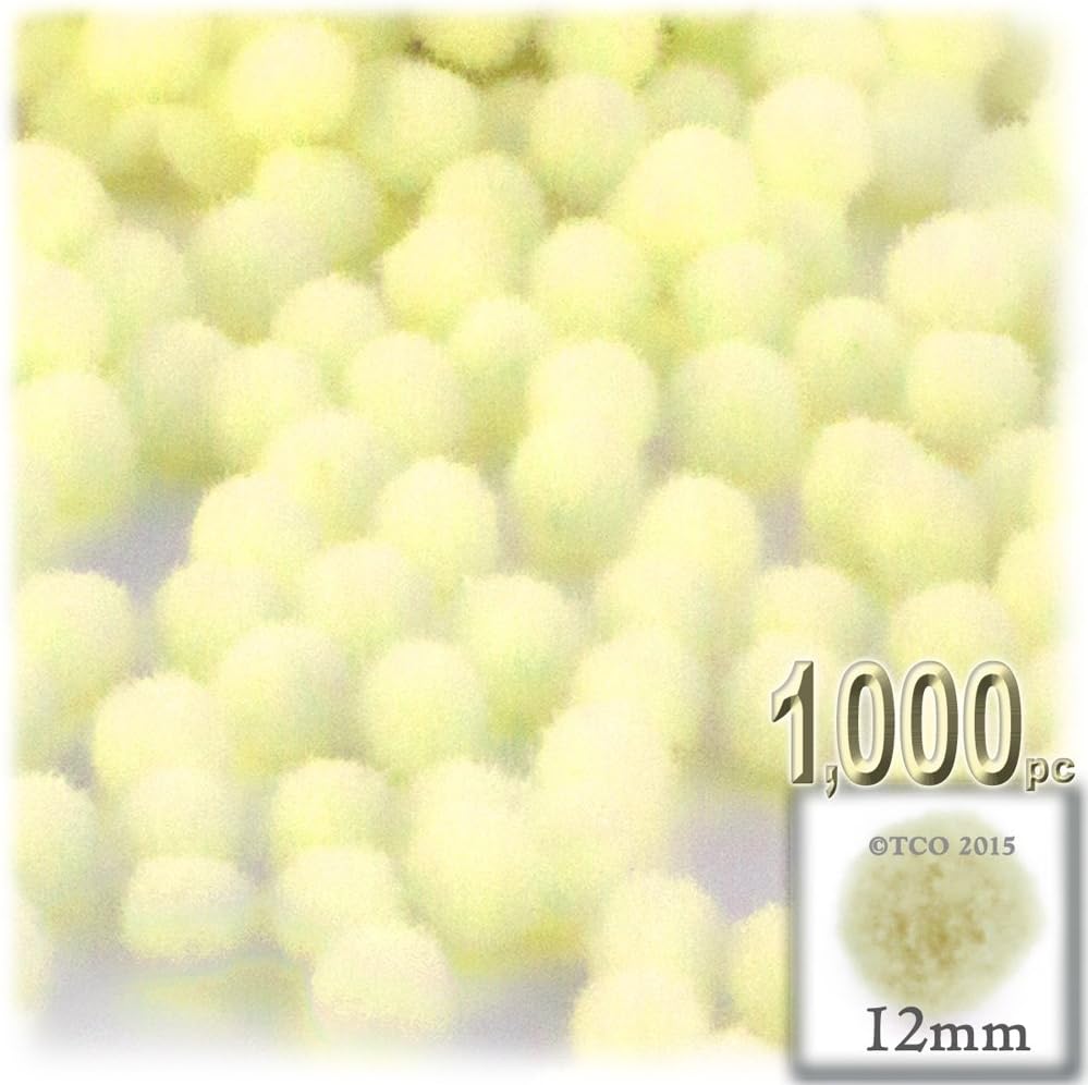 The Crafts Outlet 1000 Piece Multi Purpose Pom Poms Sun Yellow Acrylic 12mm
