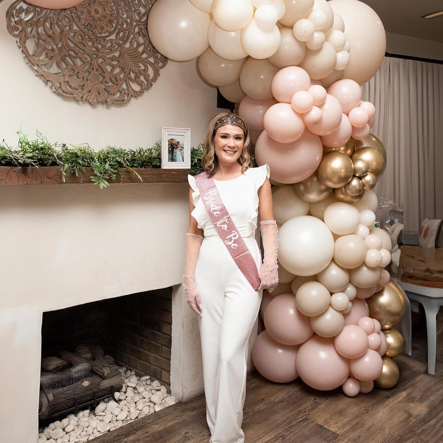 Jobkoo White Sand Gold Balloons Set