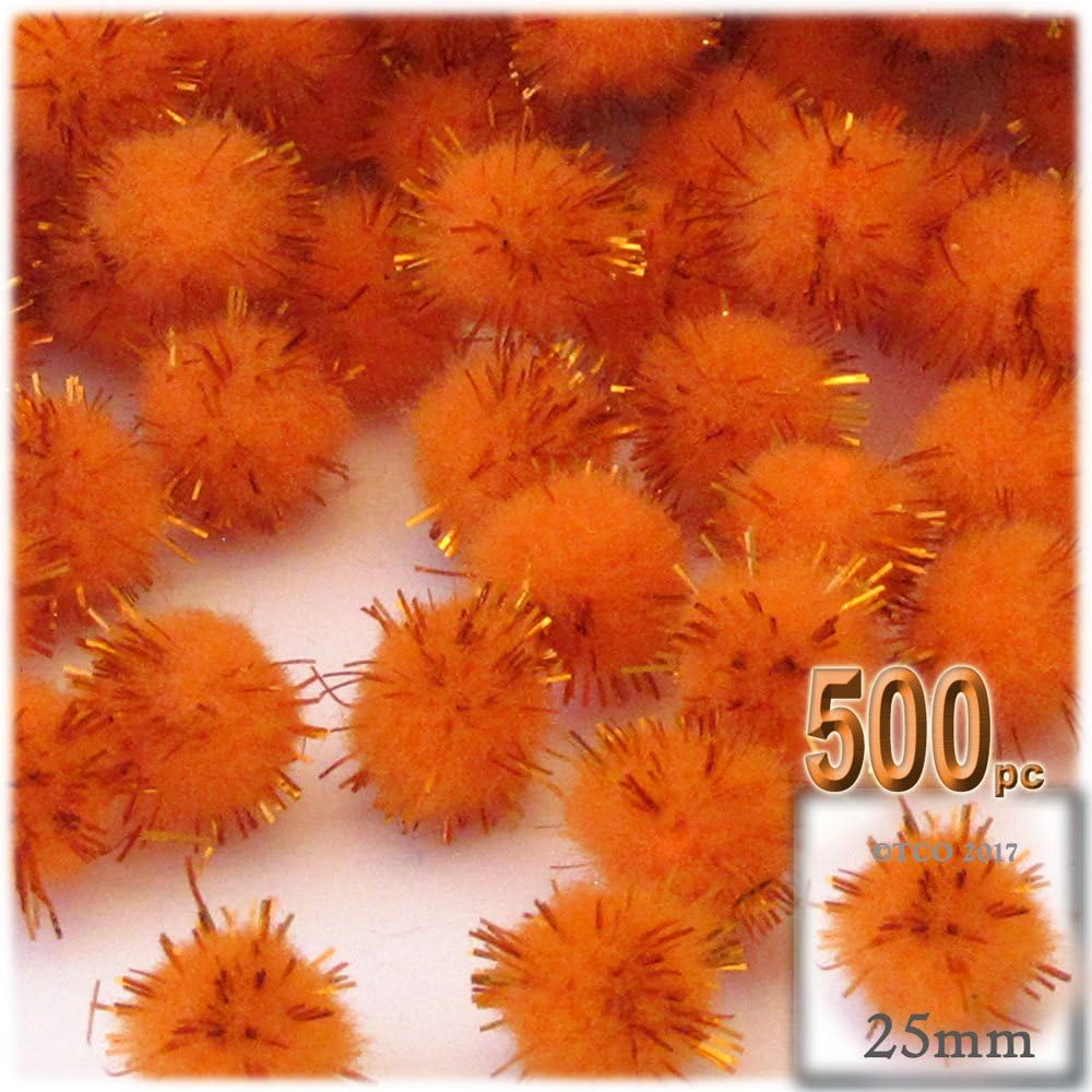 The Crafts Outlet Chenille Sparkly Pom Poms Green Porcupine 25mm 500pc