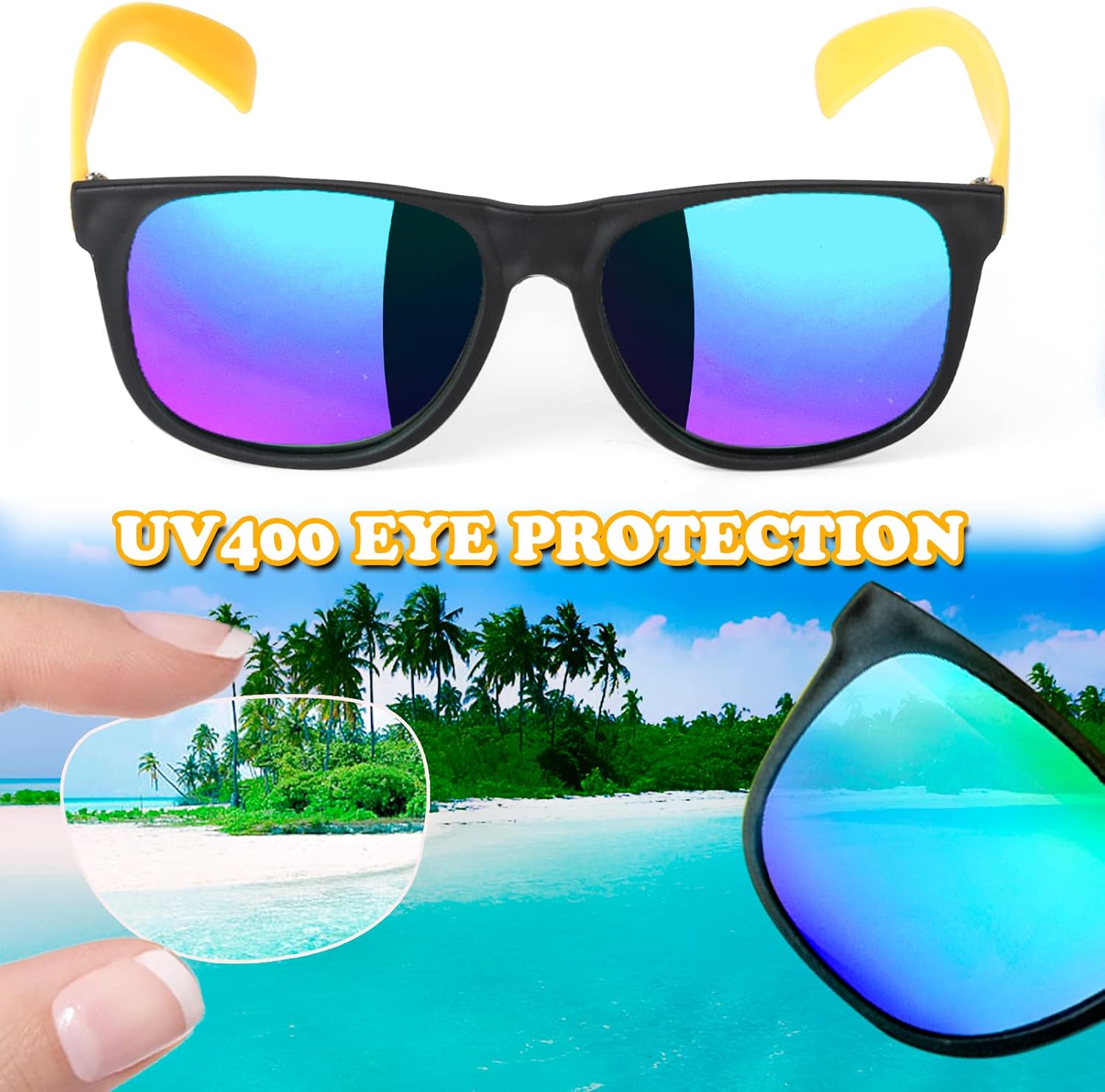 Cawiew 48 Pack Neon Plastic Sunglasses with UV400 Protection