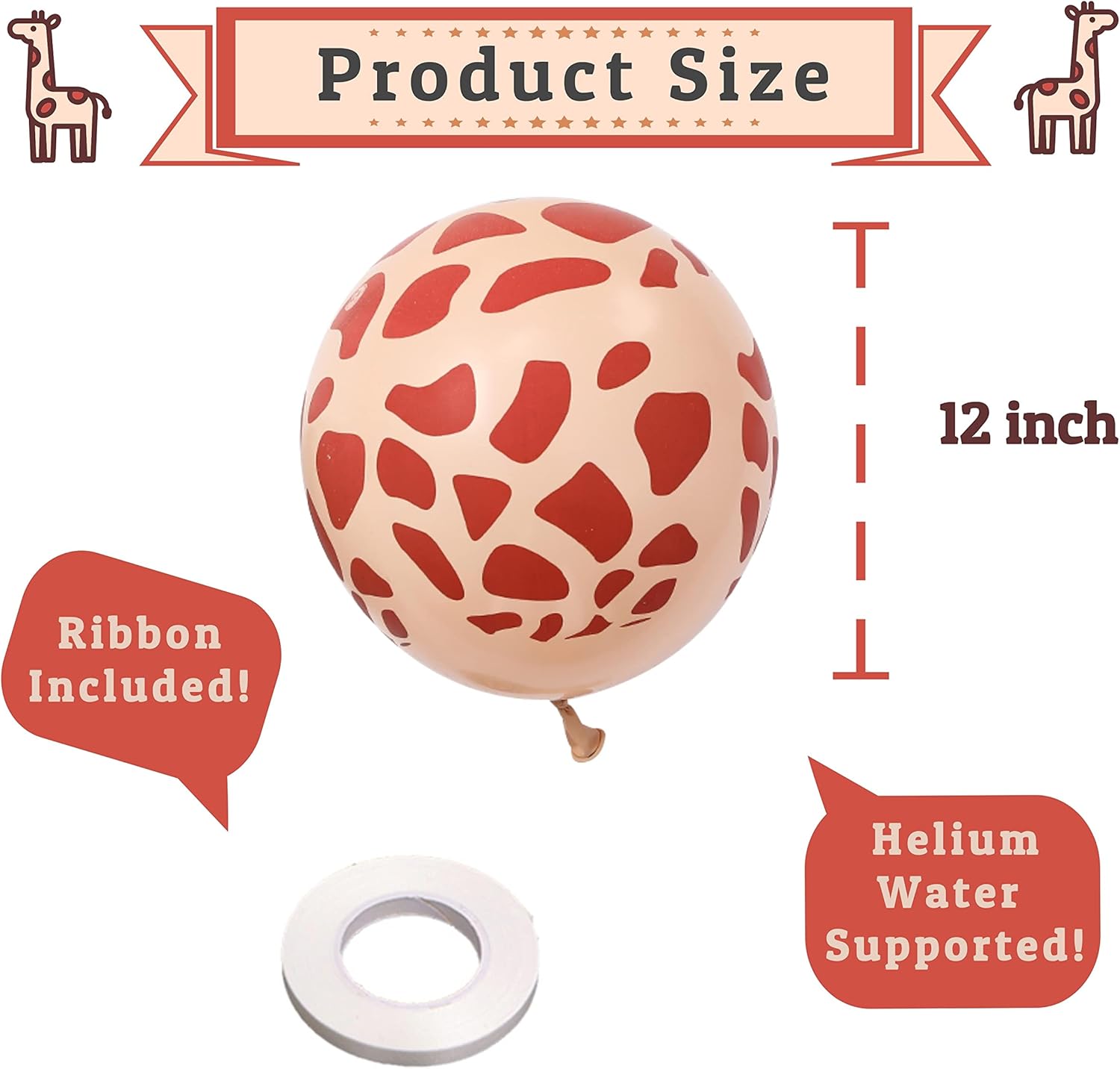 50pcs Giraffe Print Balloons 12inch Animal Theme Party Decorations