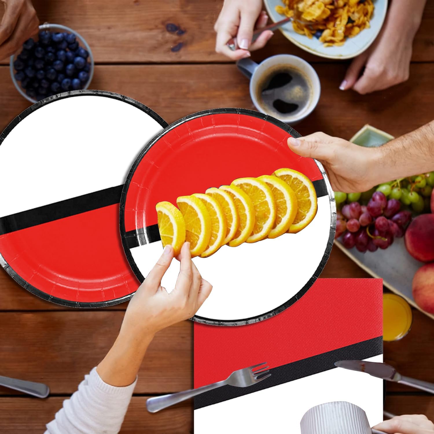40 Pcs Red White Cartoon Party Plates Napkins