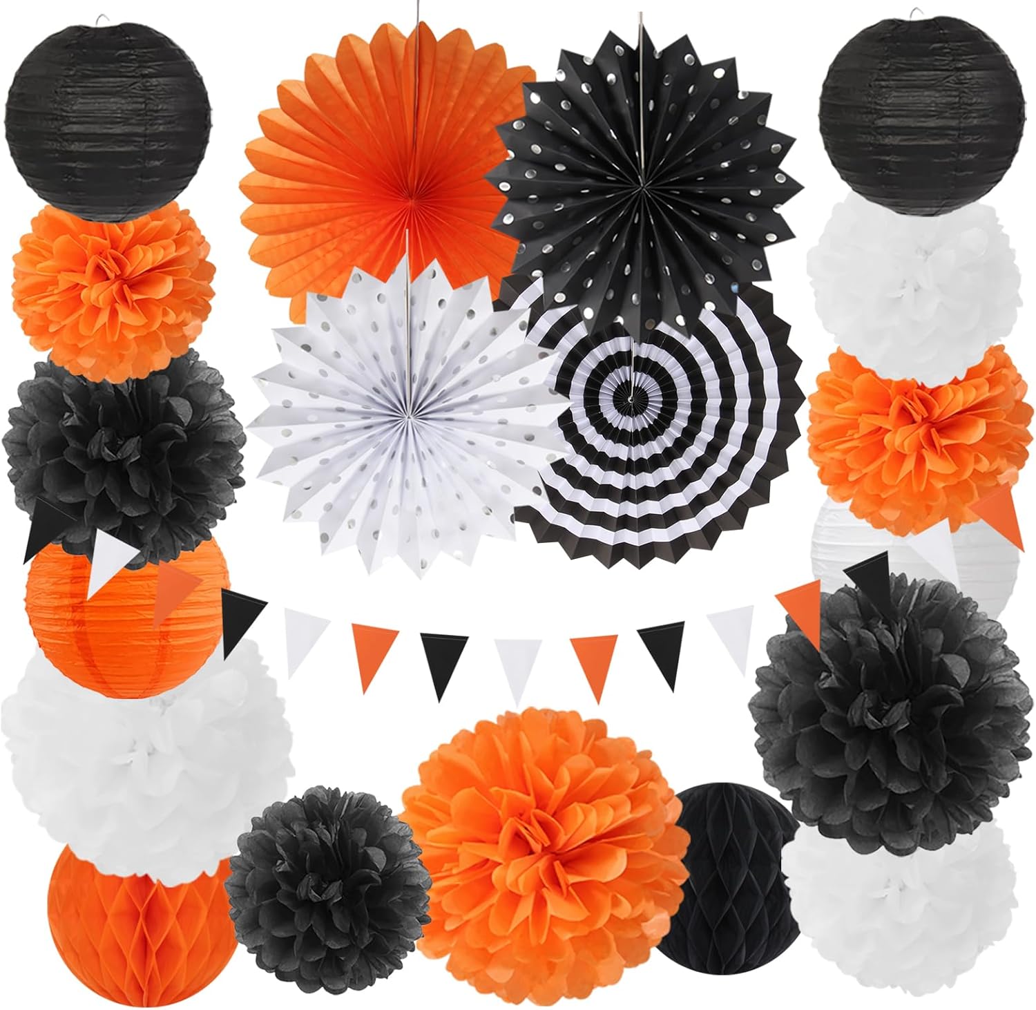 Burgleda Orange Black White Party Decorations Kit 20PCS