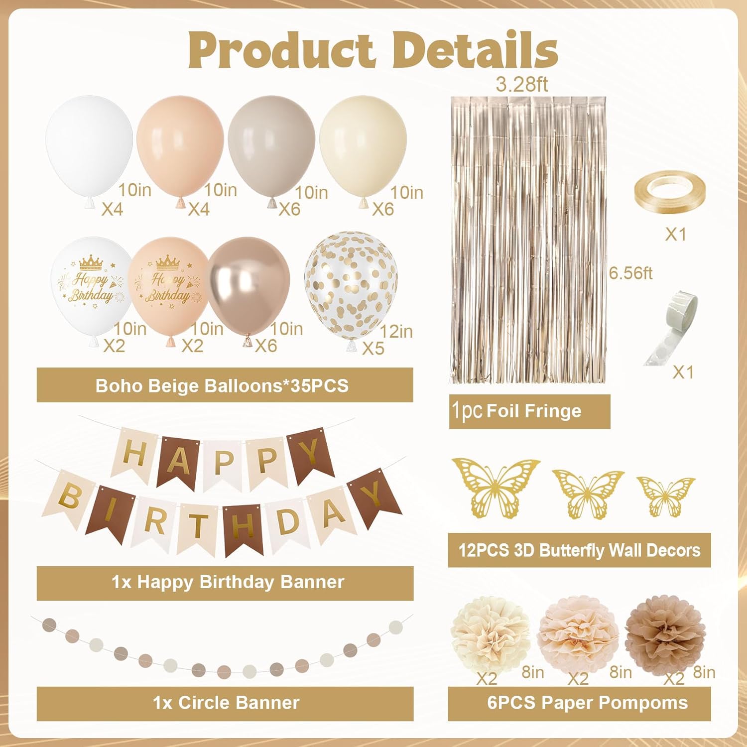 Ouddy Party Neutral Birthday Decorations Set