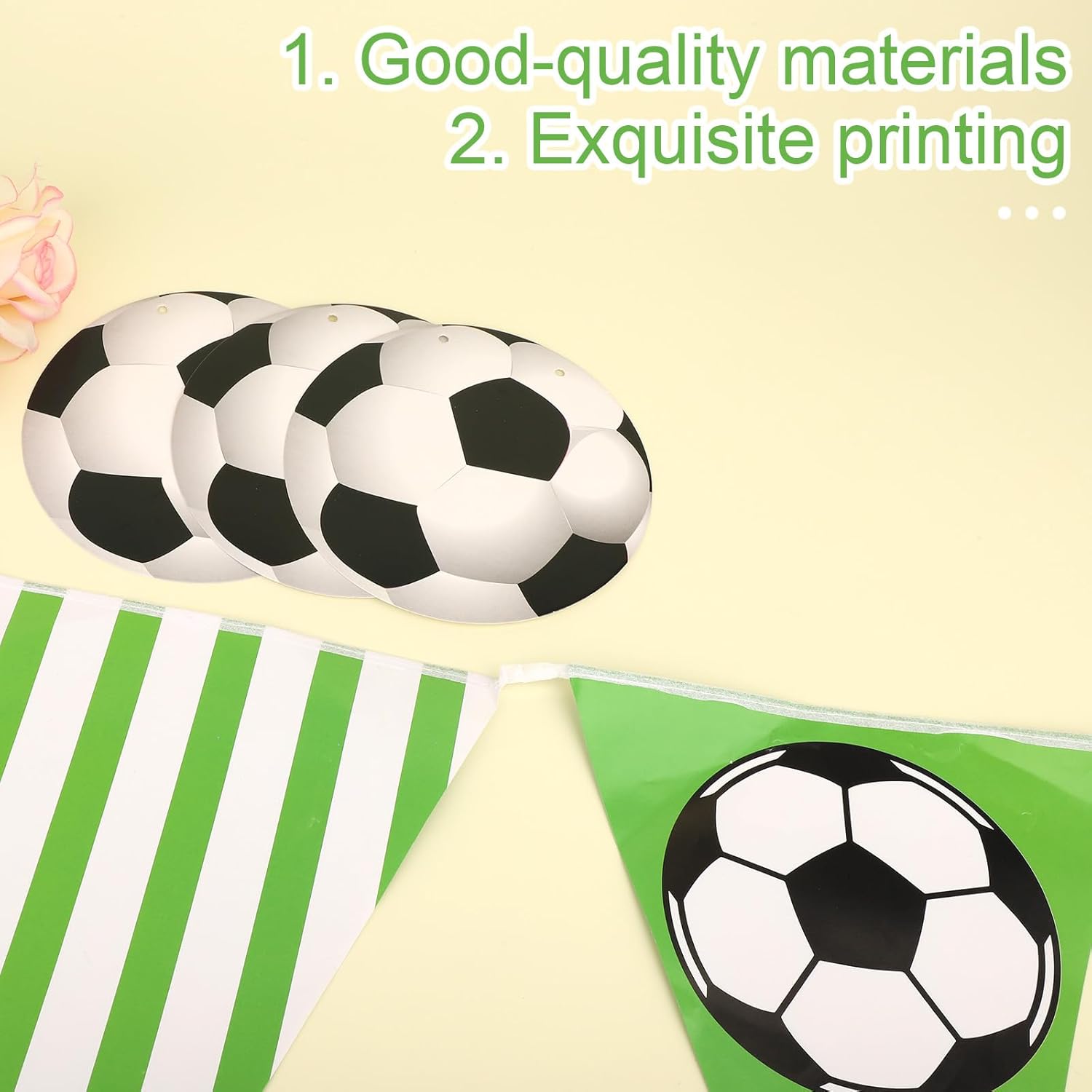 4PCS Soccer Party Banners with Pennant and Round Football Decorations
