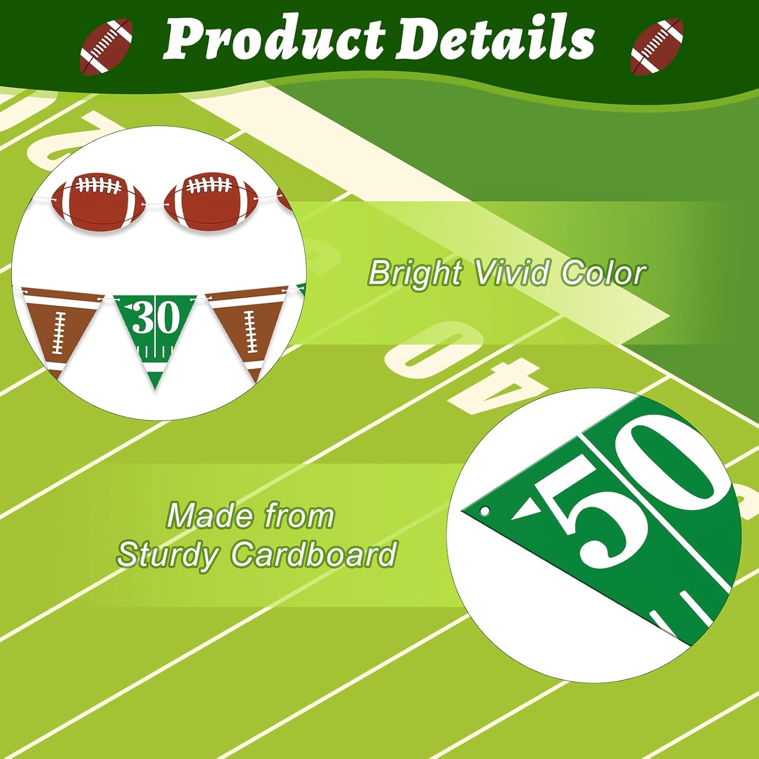 Football Banner Garland for Game Day Party Decor