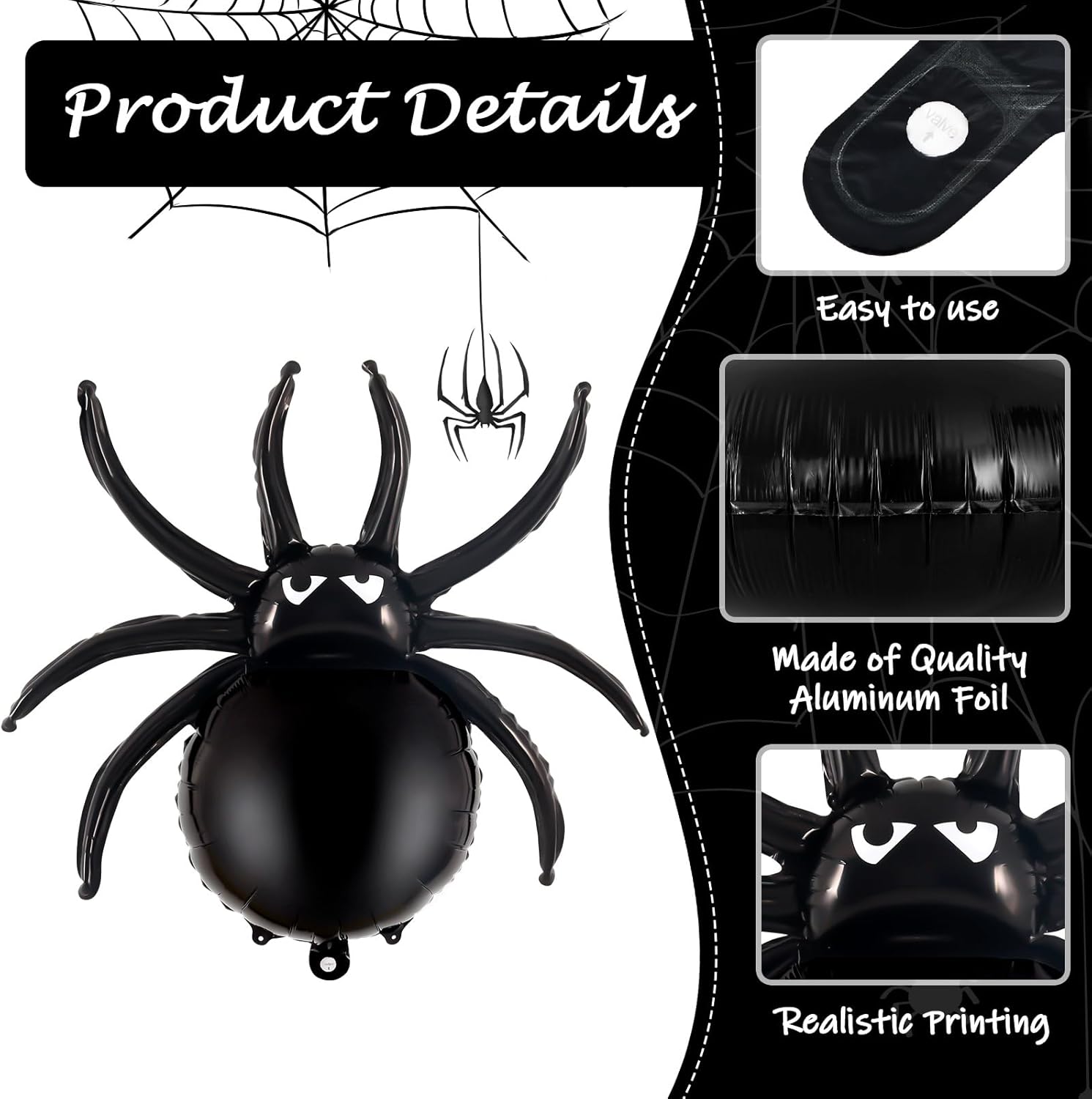YOTHORN 6 Pcs 33 Inch Halloween Spider Balloons Foil Decorations