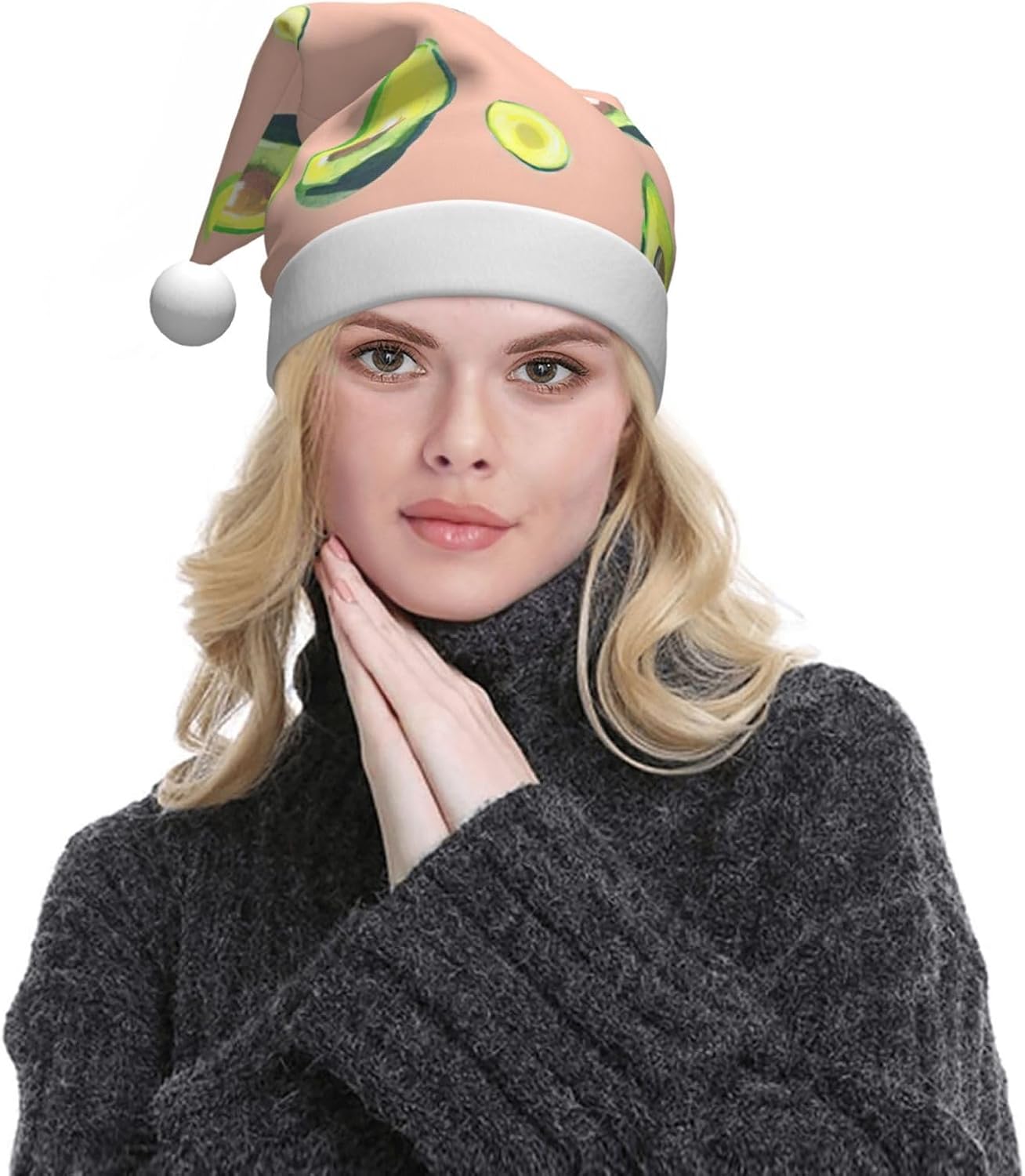 QINZHENG Personalized Santa Hat with Avocado Print