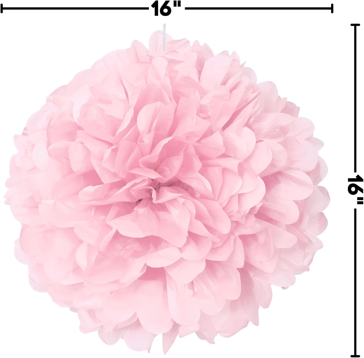 Lovely Pink Hanging Tissue Pom Poms - 16 Inch Pack of 12