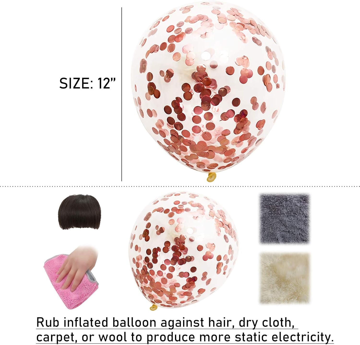 Rose Gold Confetti Balloons 25 Pcs for Party Decorations