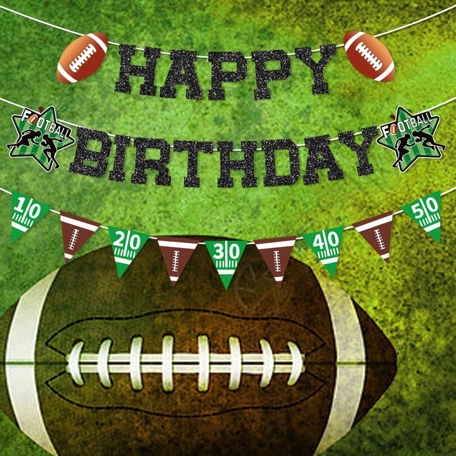 Glitter Football Birthday Decorations Set