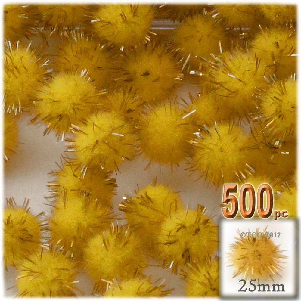 The Crafts Outlet Chenille Sparkly Pom Poms Red 10-inch 500-pc