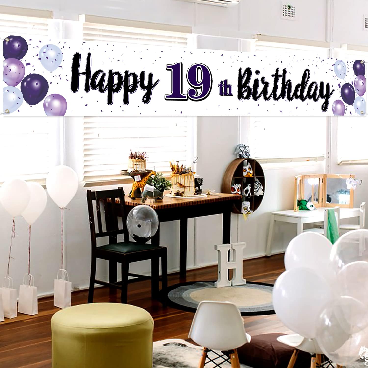 19th Birthday Balloon Banner Decoration