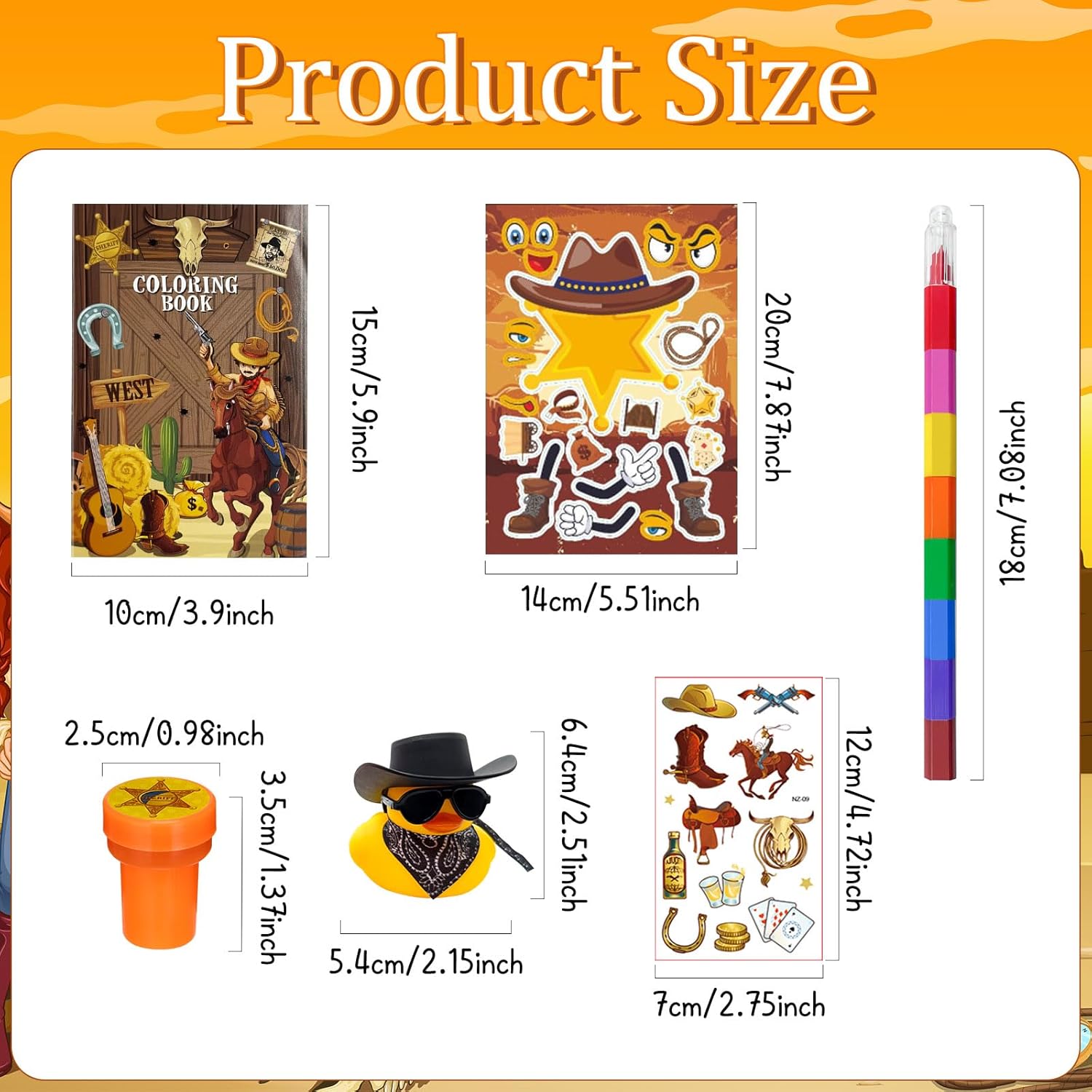 Cinrobiye 72 Pcs Western Party Favors Set