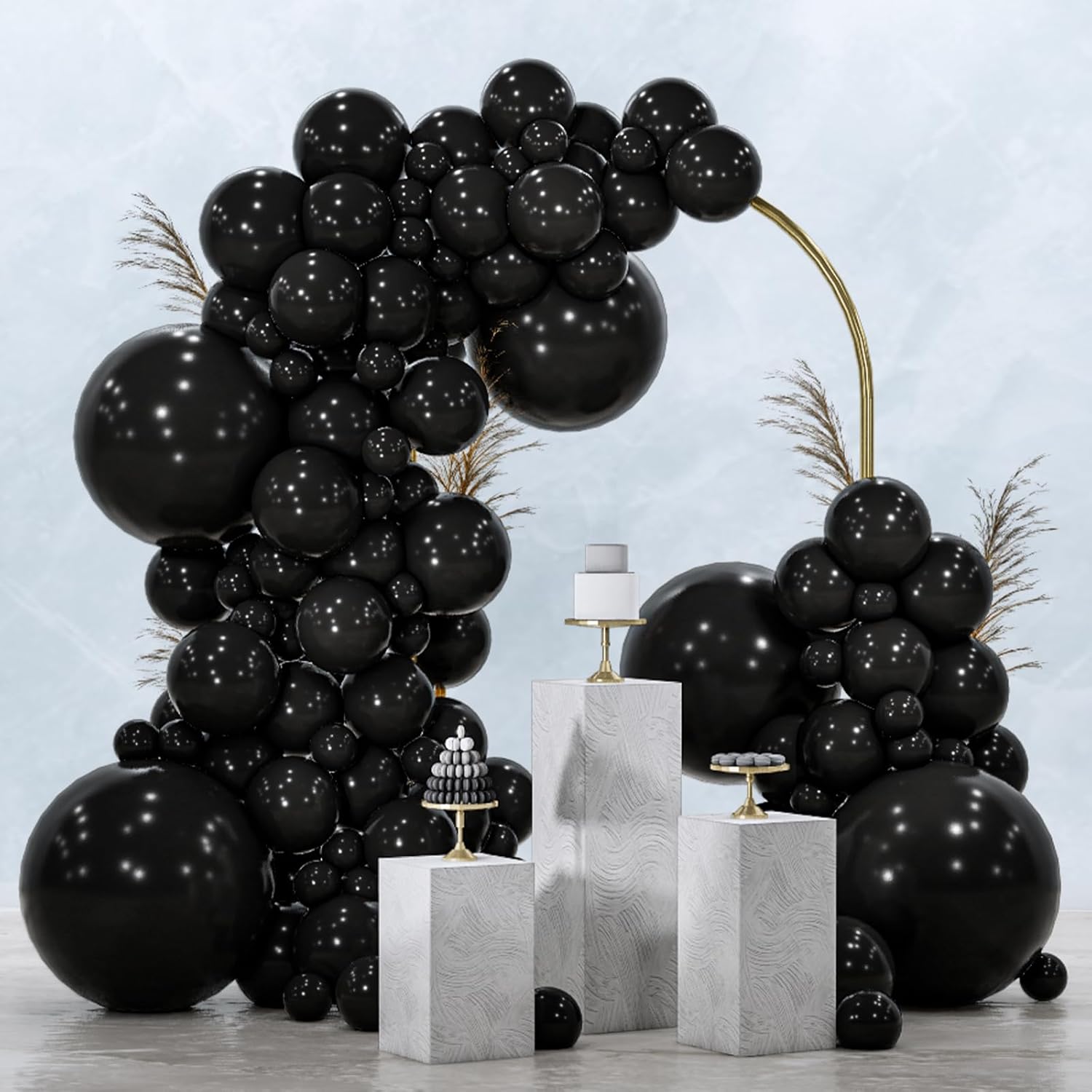 PartyWoo Black Balloons 142 PCS Arch Garland Kit