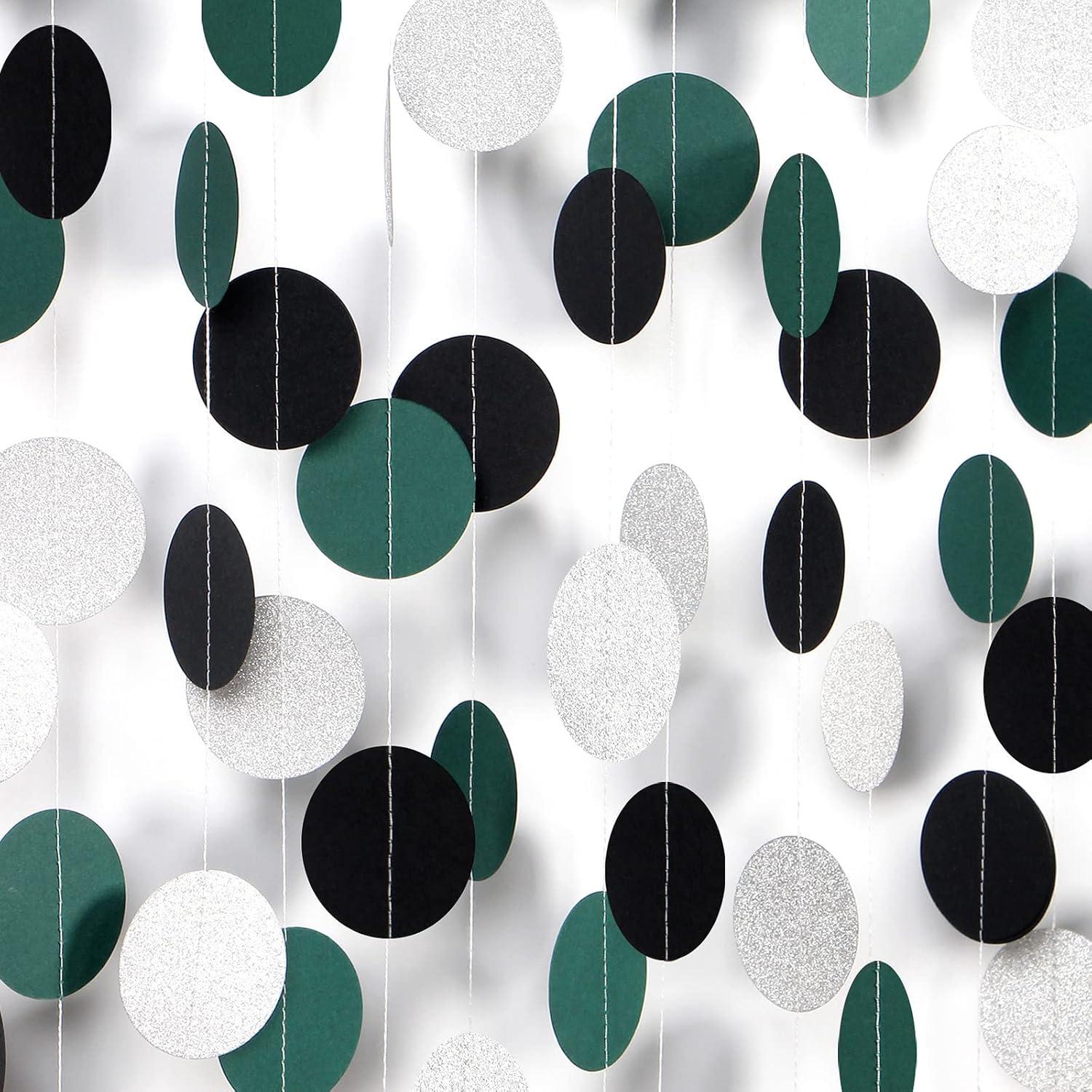 Black Green Silver Party Garland Streamers 52ft
